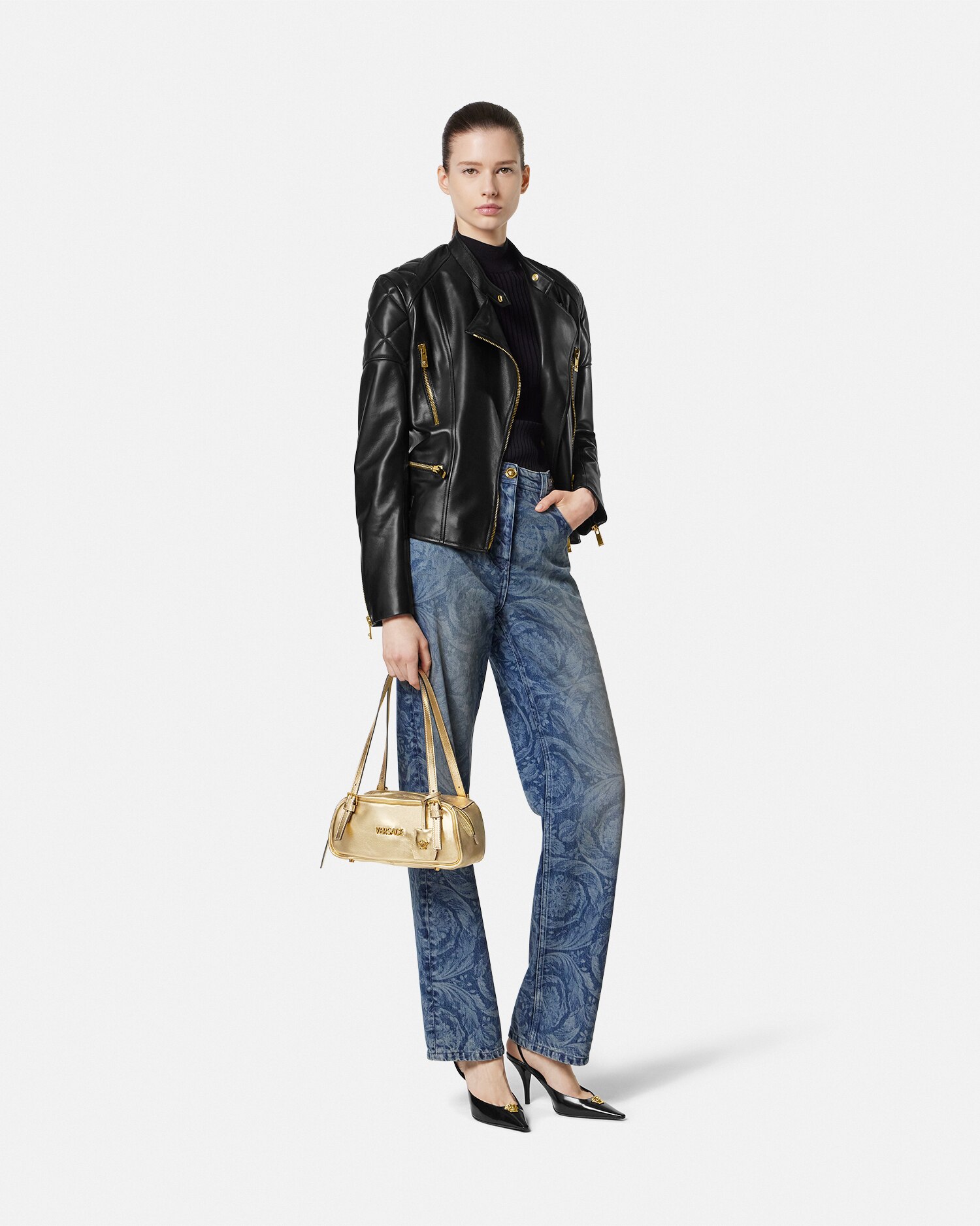 【Versace】ボウリング メタリック ショルダー バッグ ヴェルサ 90_1015792-