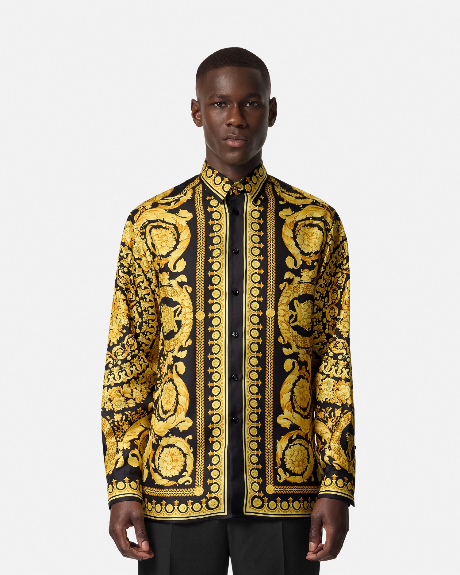 プリント シルク ツイル シャツ ブラック,プリント | VERSACE JP