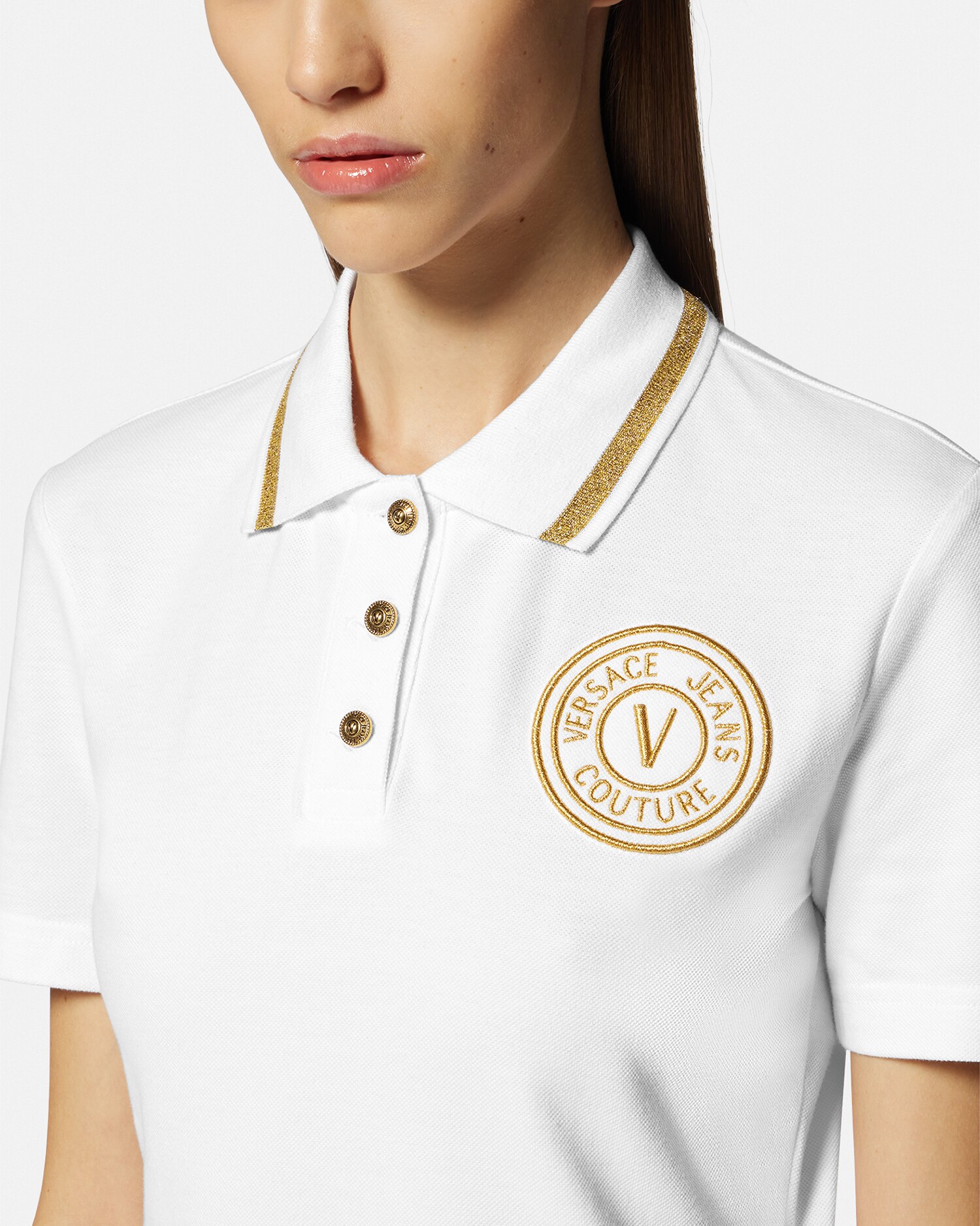 ポロシャツ レターV エンブレム ホワイト,プリント | VERSACE JP
