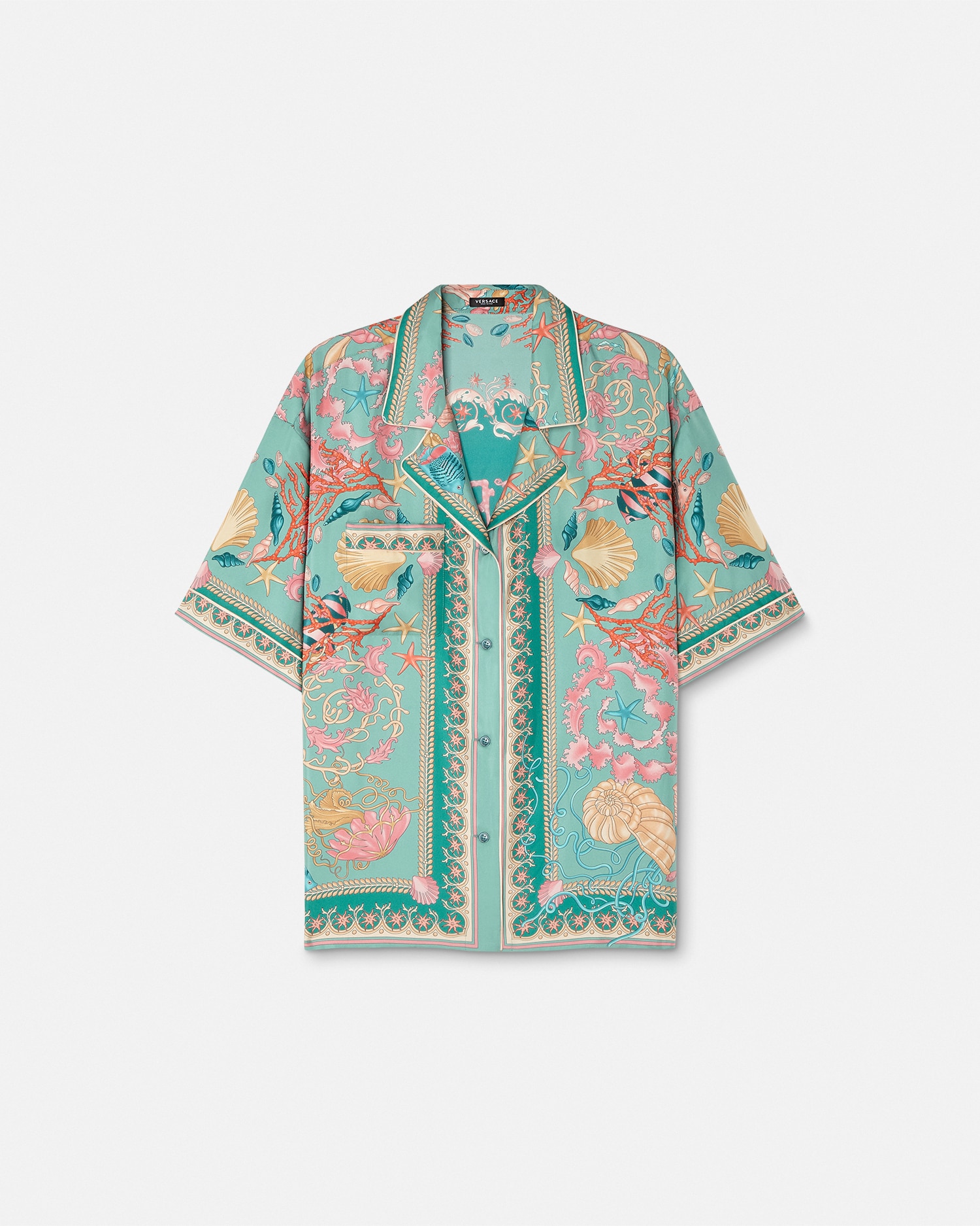 Versace Long Sleeve Silk Shirt Medusa Baroque Size US 2 Gold