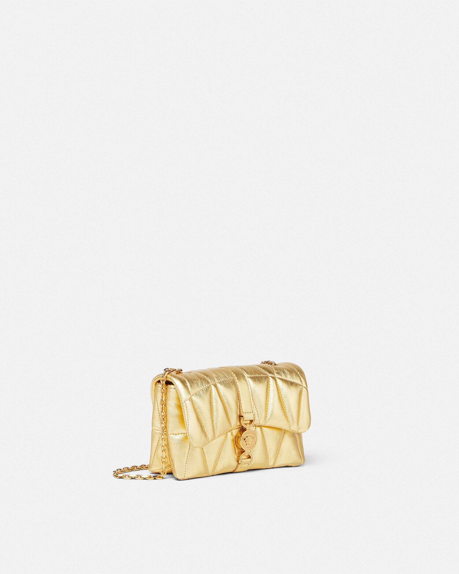 VIPSALE【VERSACE】メタリックキルティング ミニ バッグクレイオ メタリックキルティング ミニ バッグ クレイオ シルバー