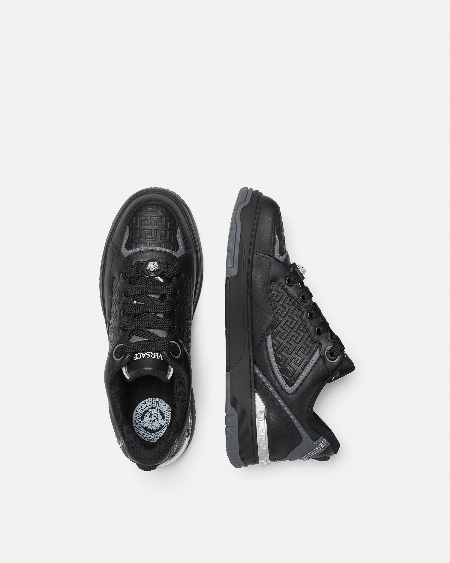 ビギー バスケット レザー スニーカー ブラック,シルバー | VERSACE JP