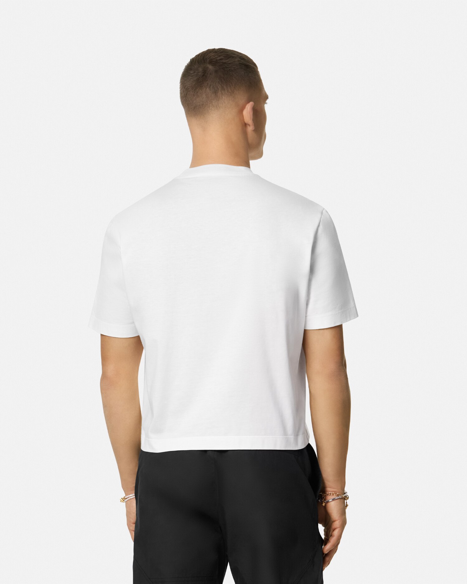 Original VERSACE JEANS COUTURE HALF LOGO-PRINT WHITE POLO