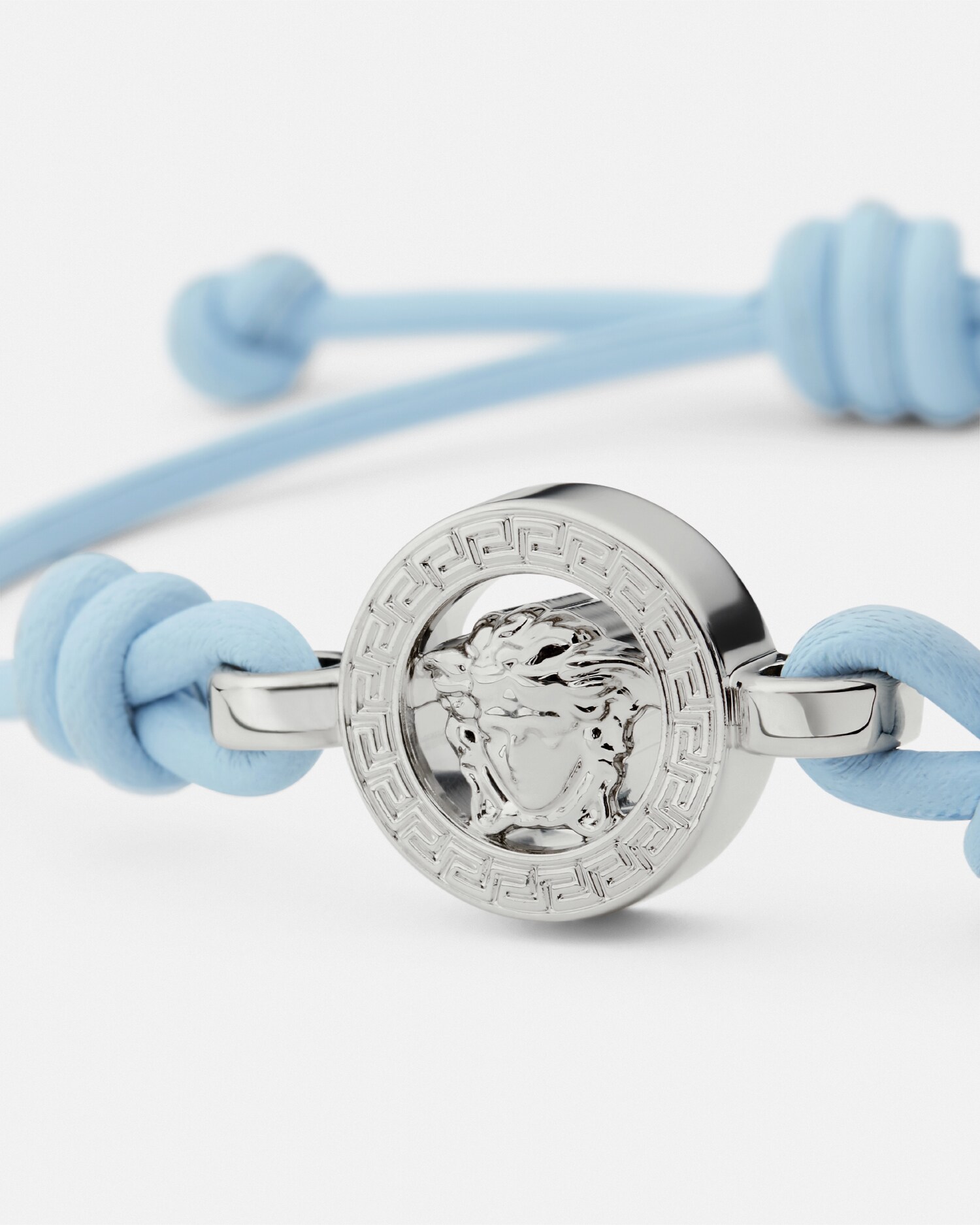 メドゥーサ '95 レザー ブレスレット ブルー,シルバー | VERSACE JP