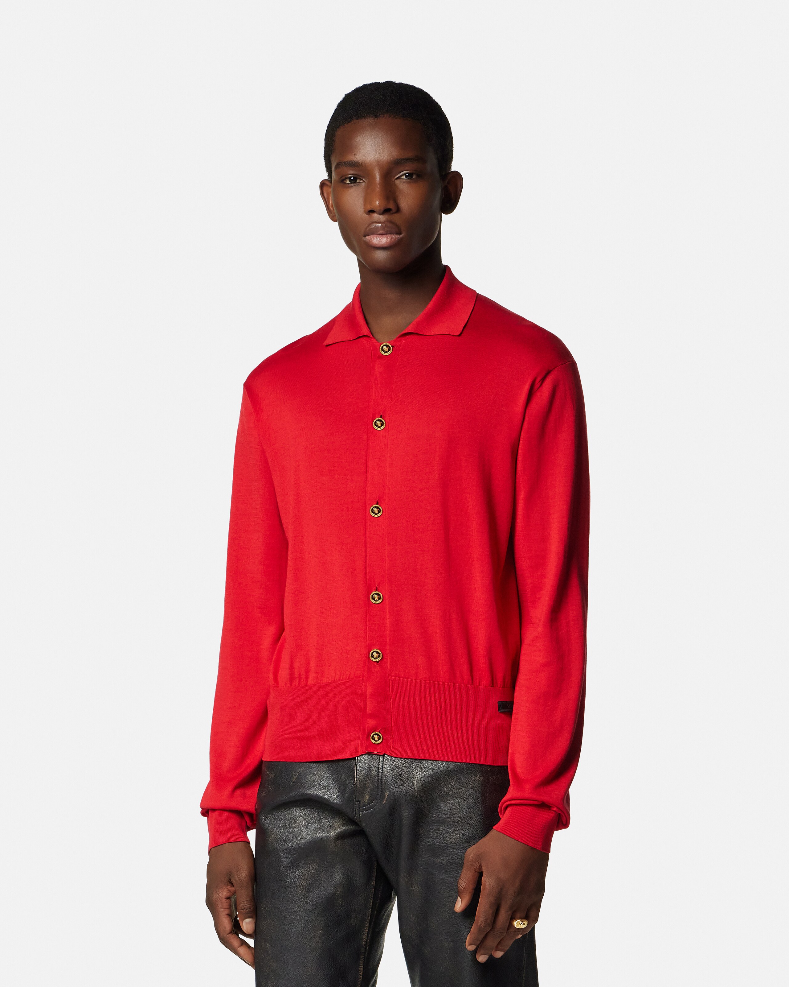 シルクブレンド ニット ポロ カーディガン | VERSACE JP