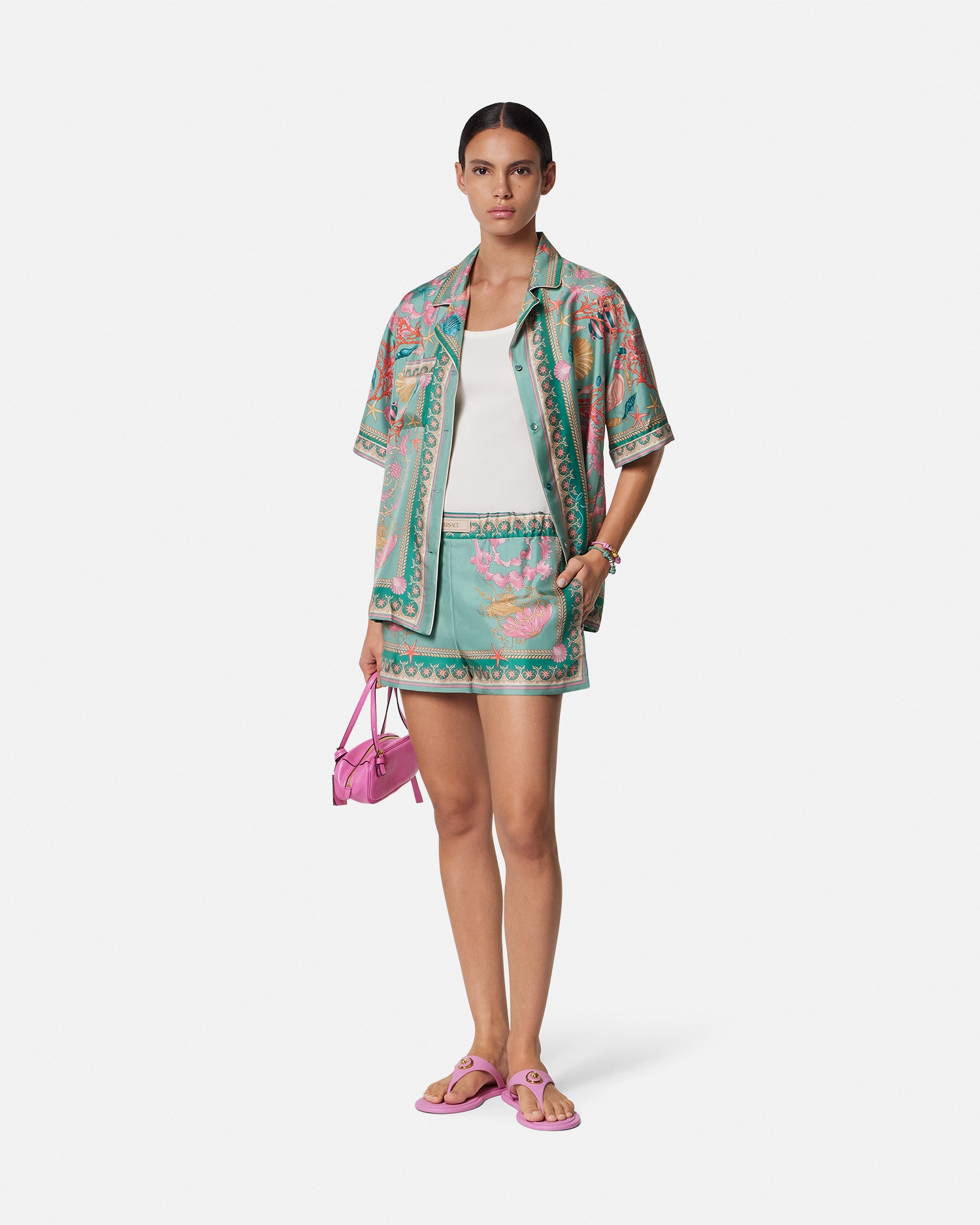 シルク ショートパンツ アンダーウォーター バロッコ グリーン,マルチ