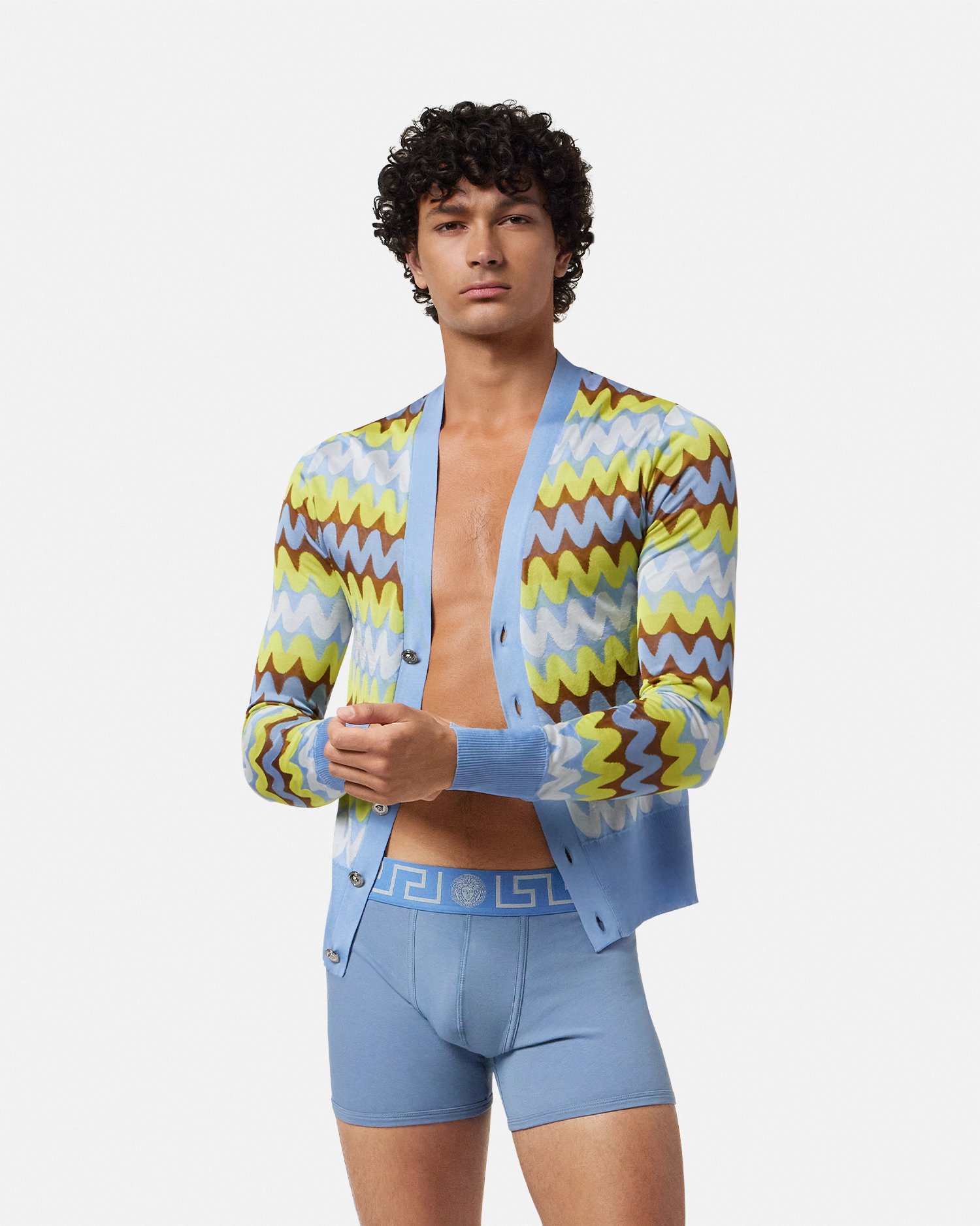VERSACE WHITE BLACK SIGNATURE LOGO SPORT LOW RISE TRUNK
