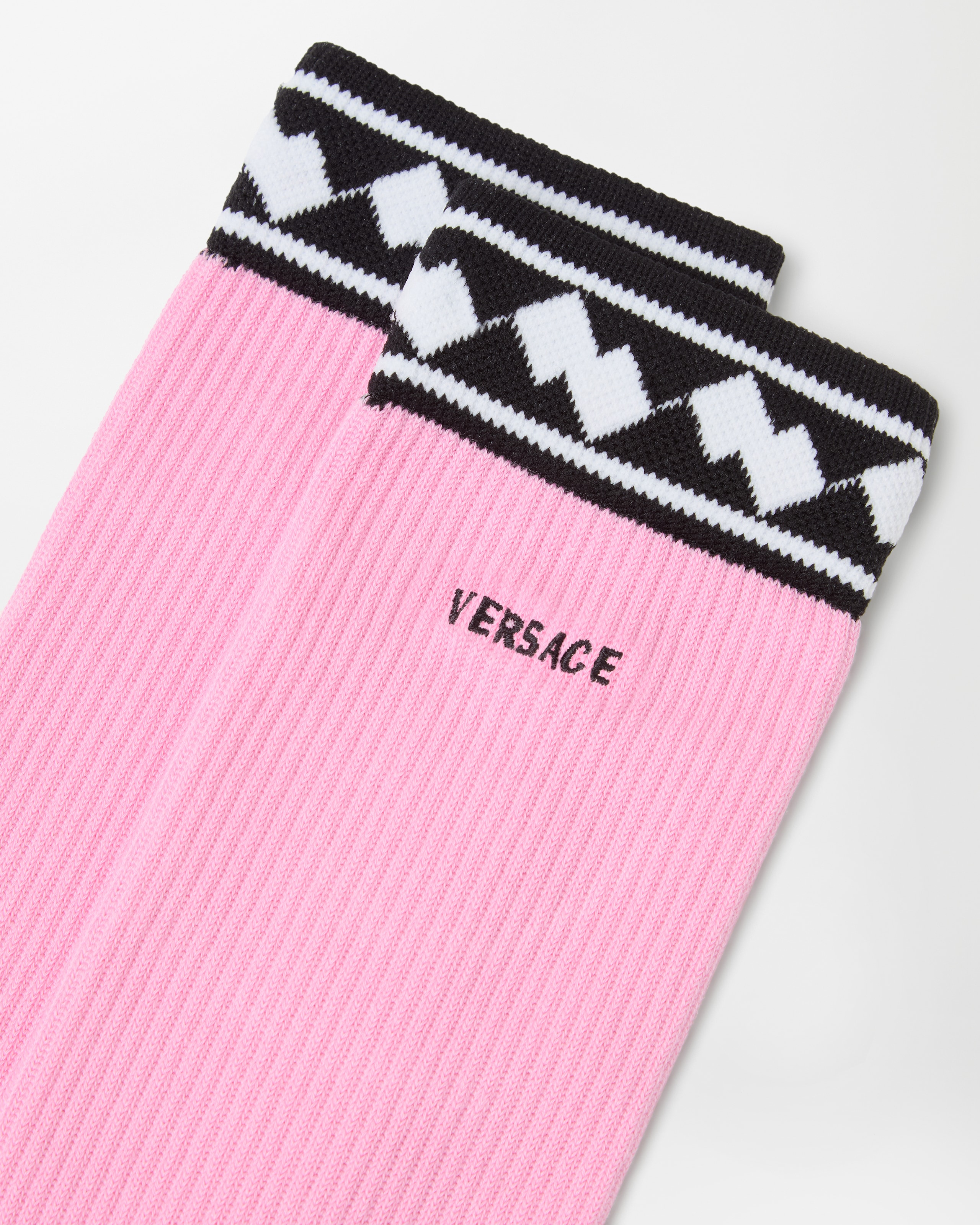 刺繍入り コットン リブ編み ソックス ピンク | VERSACE JP