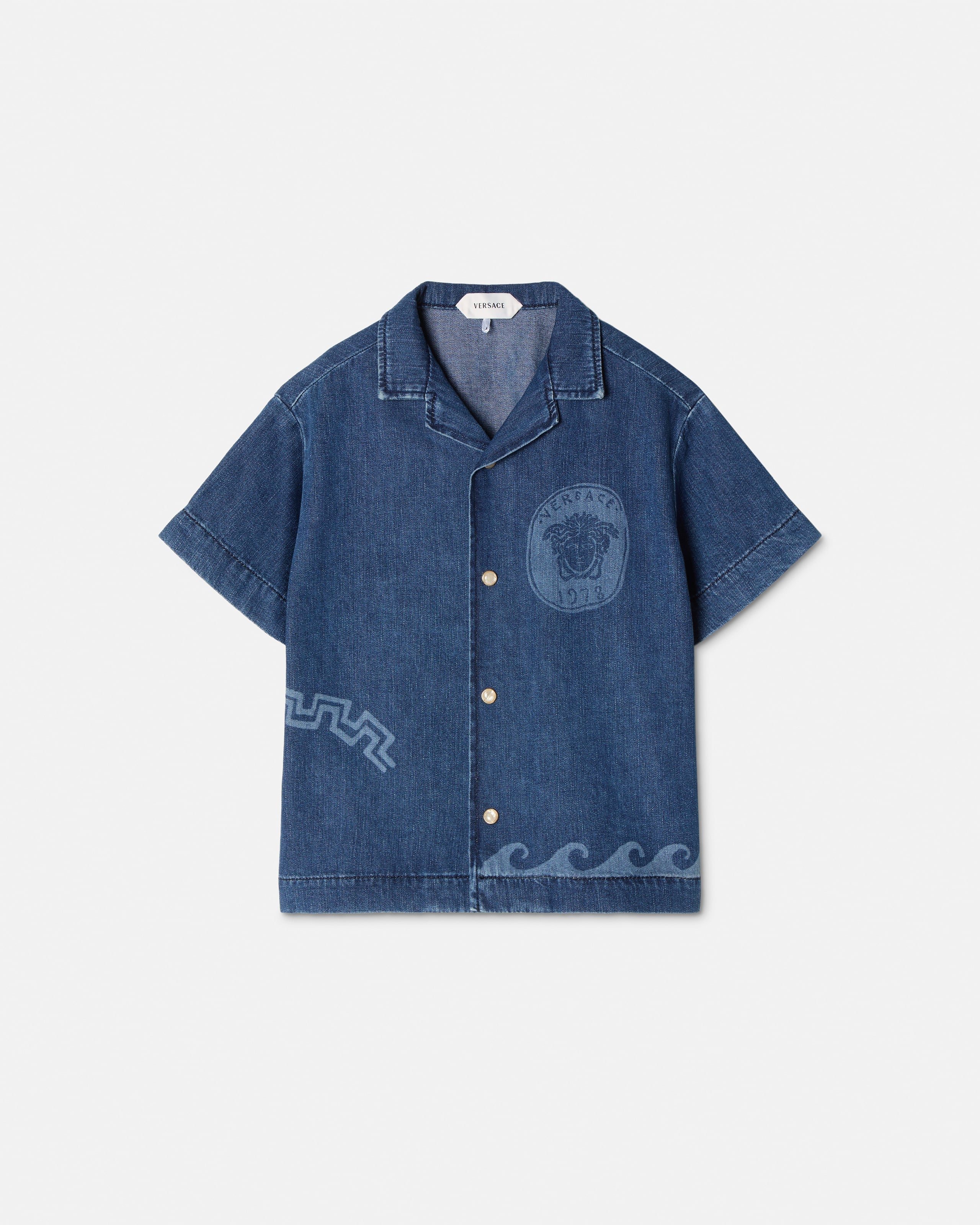 キッズレーザー加工デニムシャツ ブルー | VERSACE JP