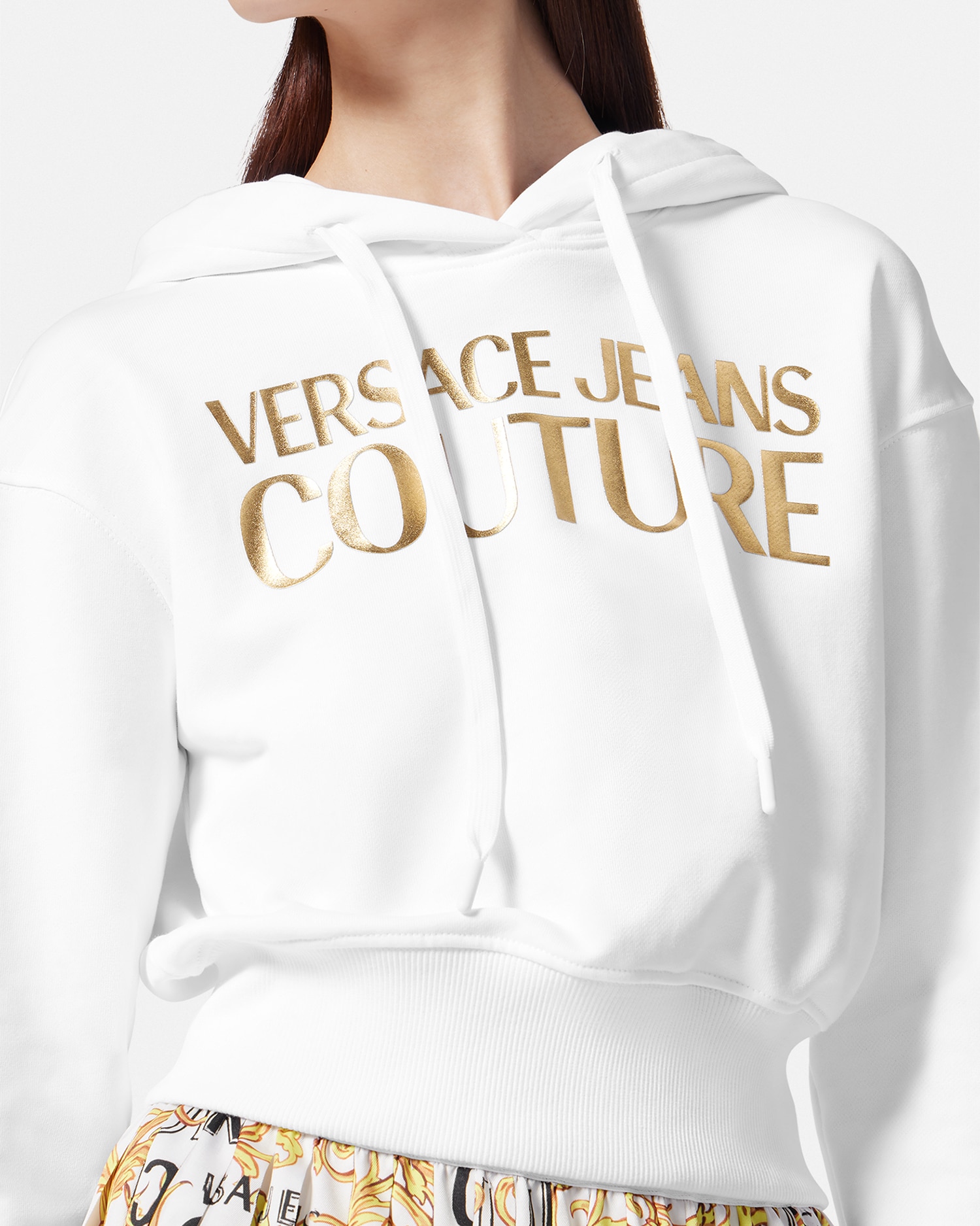 【versace】ロゴプリント フーディ ロゴ クロップ フーディ ホワイト,プリント | VERSACE JP
