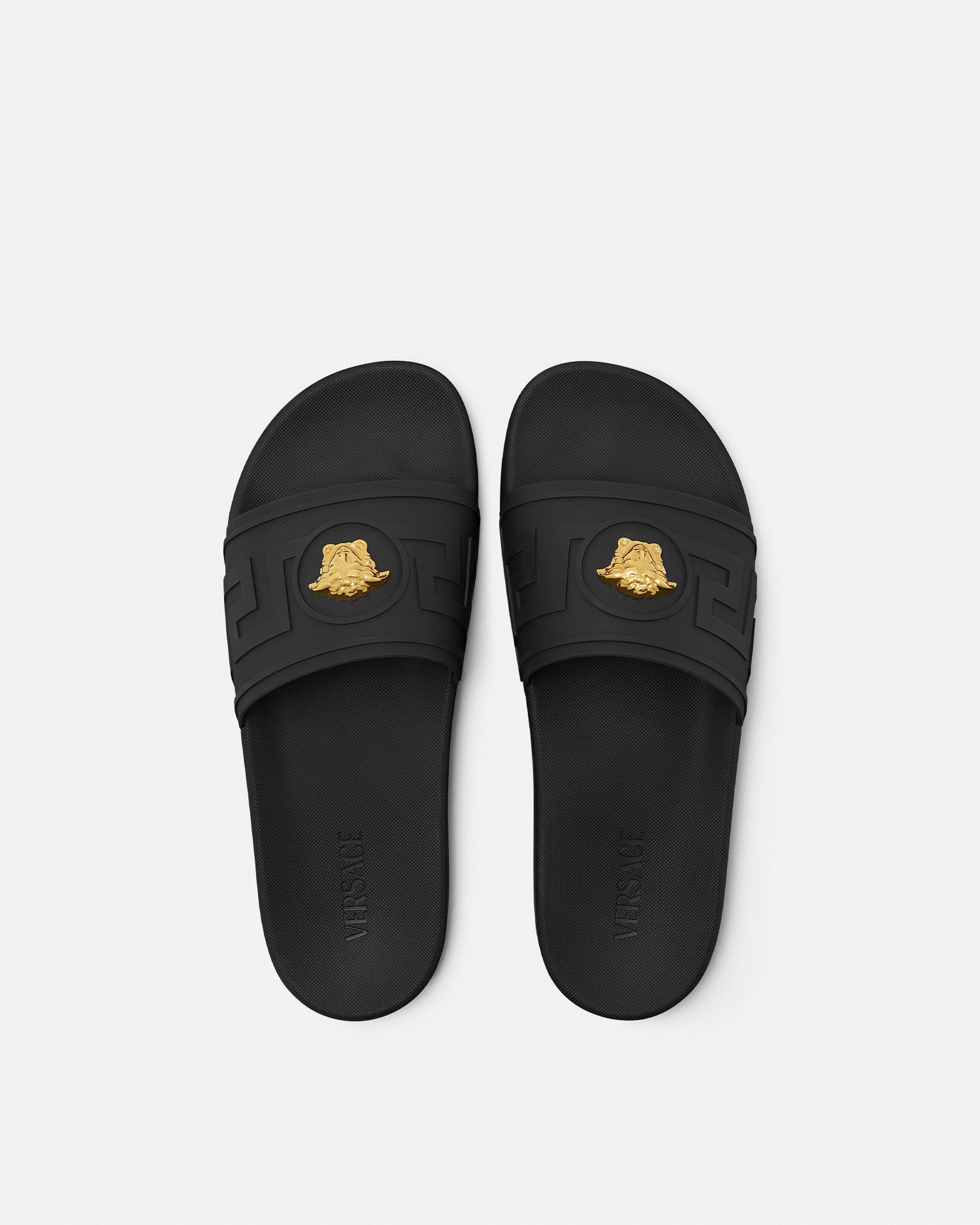 VERSACE ブラック Greca ビーチ サンダル (VERSACE/サンダル