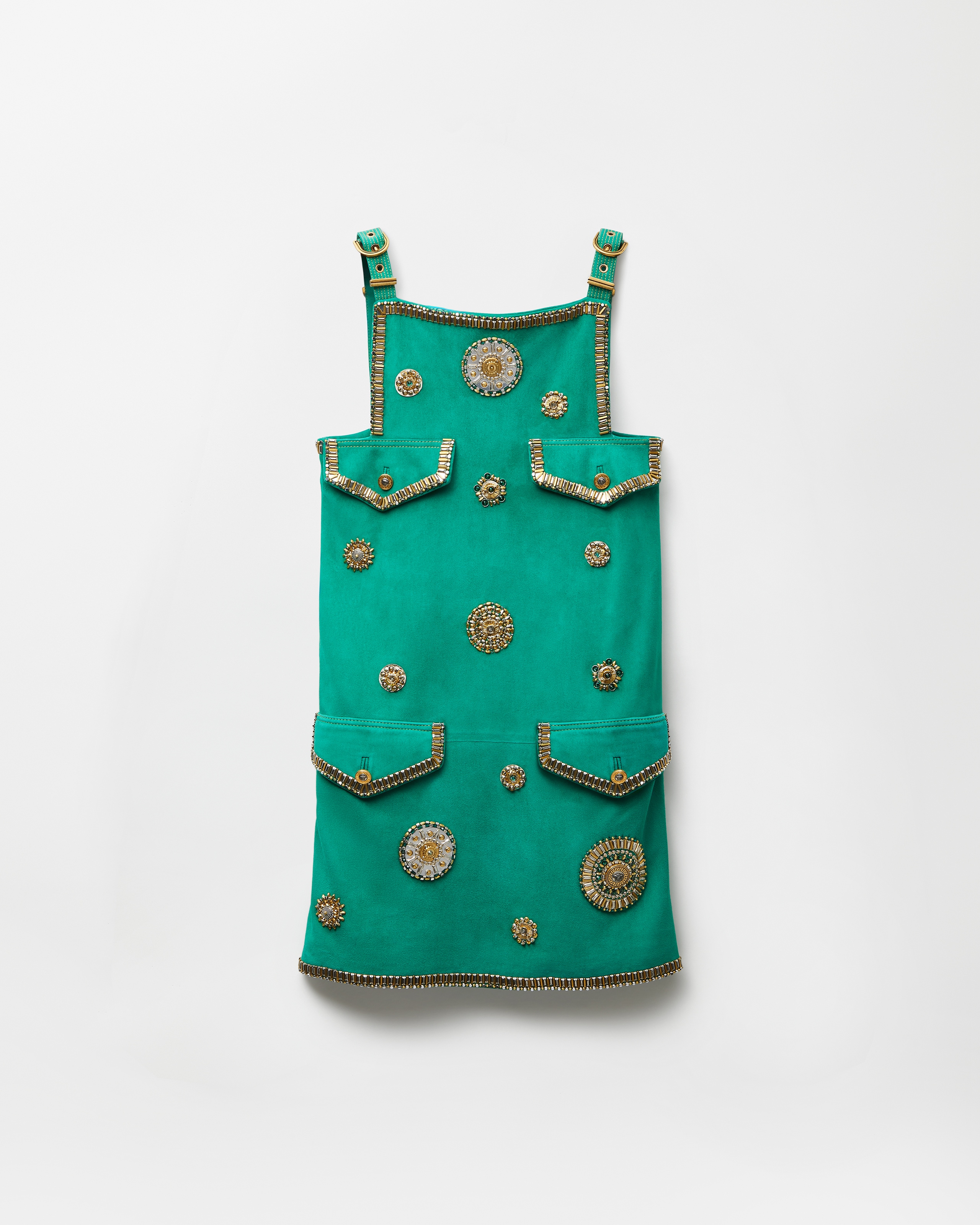 刺繍入り スエード ミニ ドレス グリーン | VERSACE JP