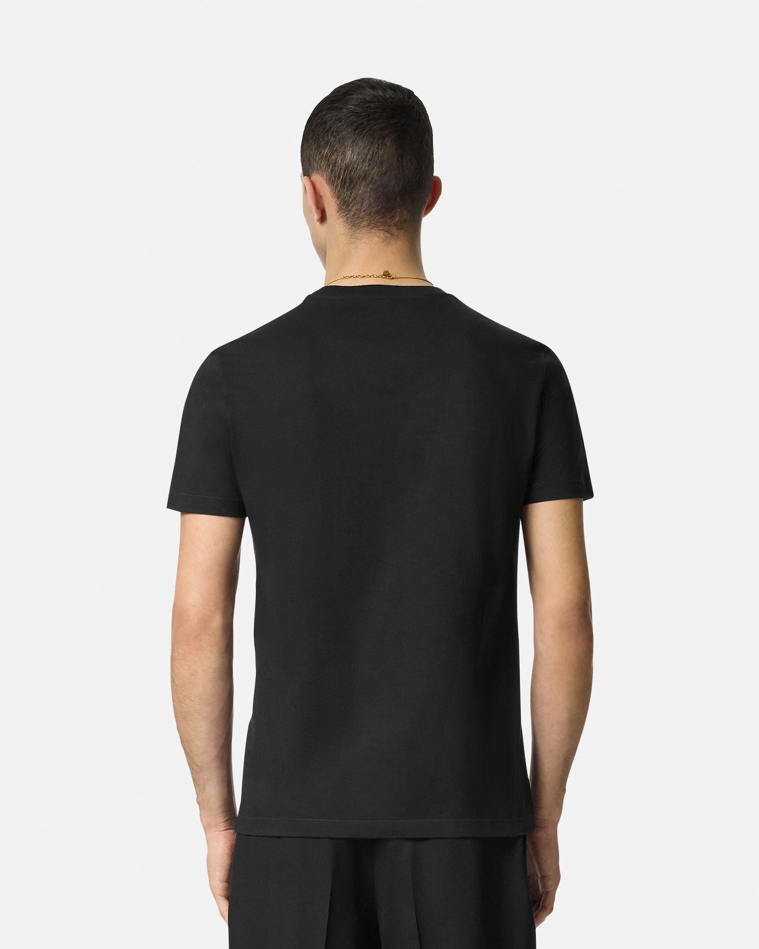 刺繍入り コットンジャージー Tシャツ ブラック | VERSACE JP