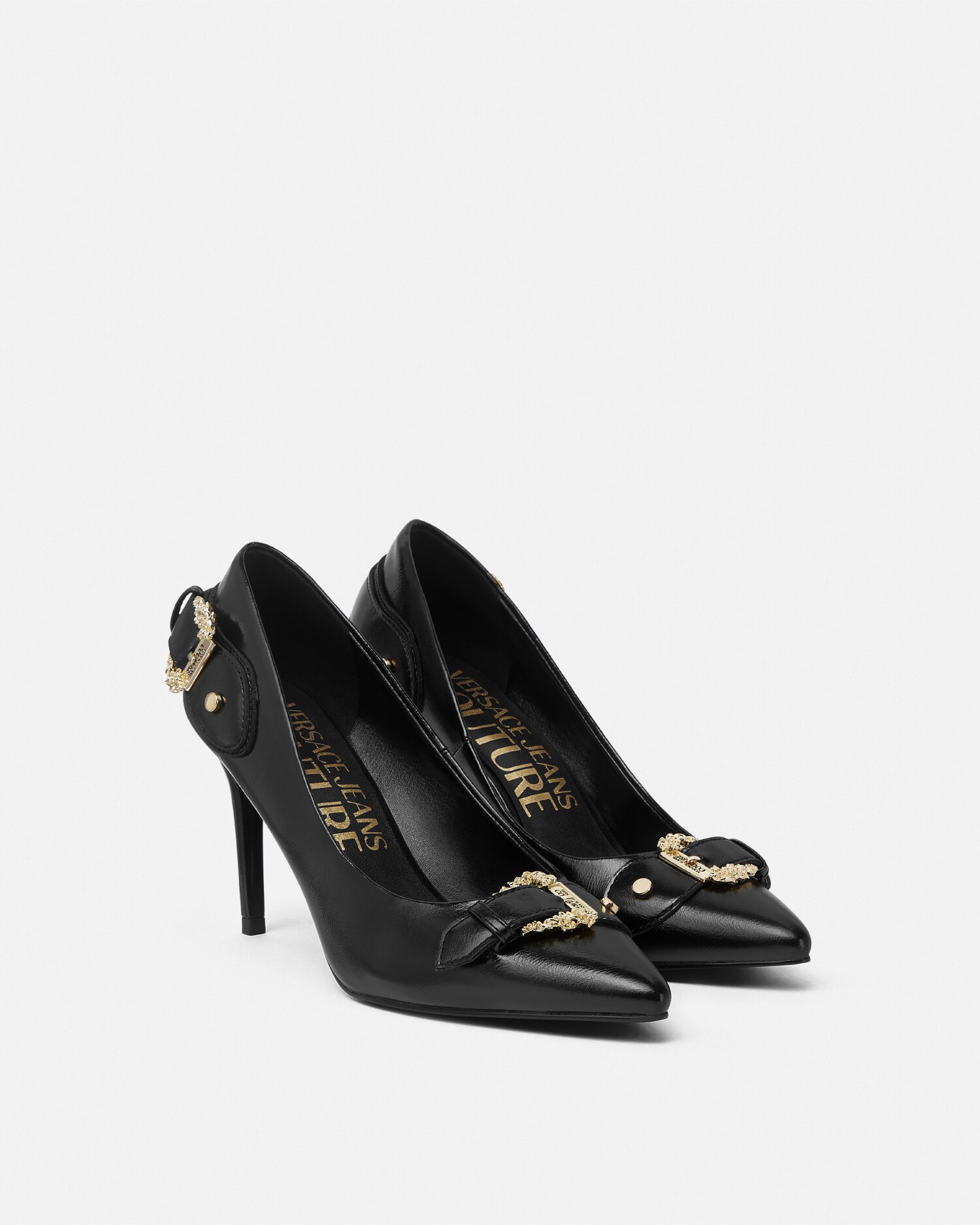 スカーレット バロック バックル パンプス ブラック,プリント | VERSACE JP