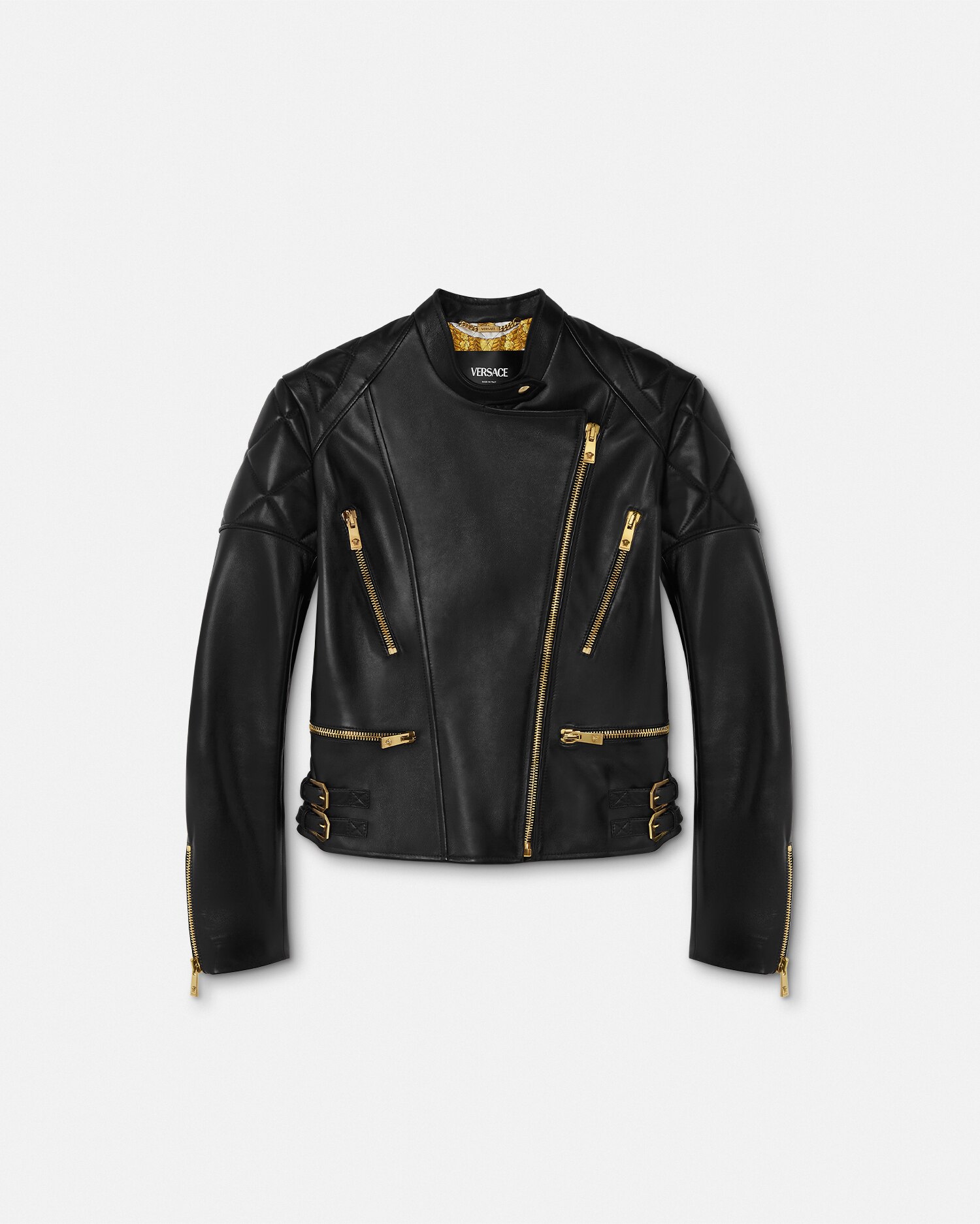 VERSACE ブラックレザーブレザー メドゥーサ ビギー シングルブレスト ブレザー ブラック