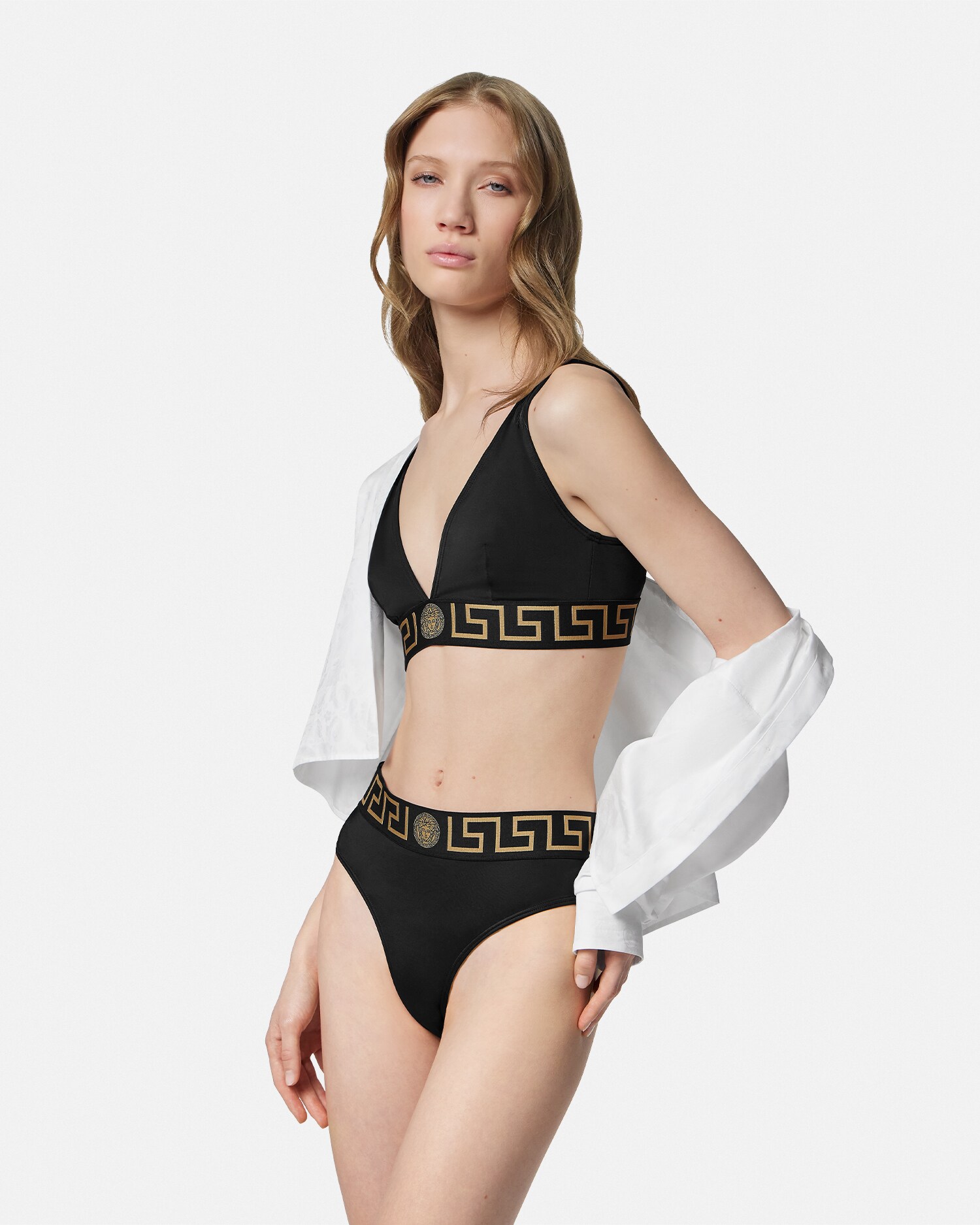 ナイロンブレンド ビキニ トップ ブラック | VERSACE JP