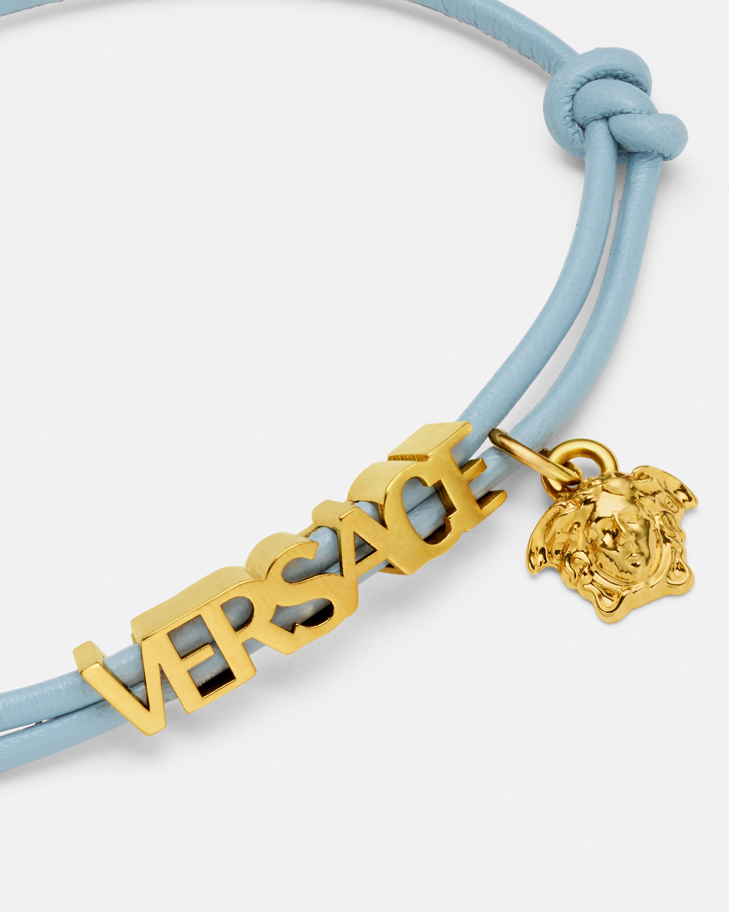 ヴェルサーチェ レザー ブレスレット ブルー | VERSACE JP