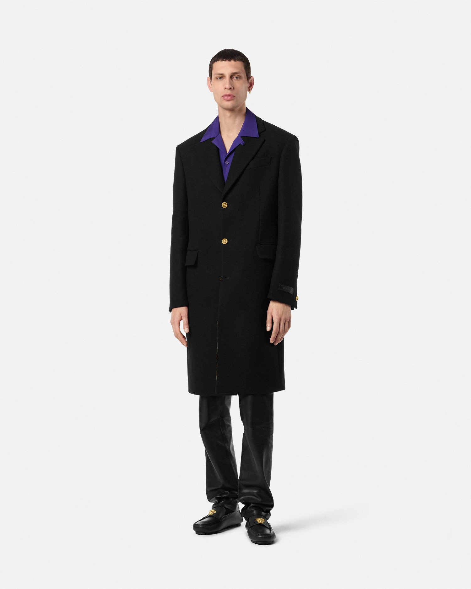 GIANNI VERSACE 黒 ダブルブレスト コート GIANNI VERSACE 黒 ダブルブレスト コート GIANNI VERSACE 黒