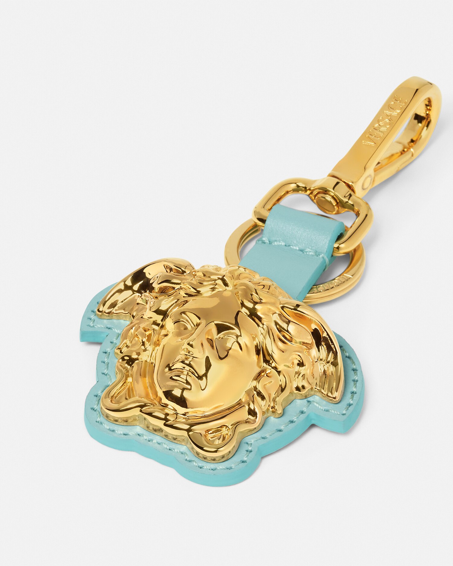 VERSACE レザー キーチェーン ラ メドゥーサ チャーム ラ メドゥーサ パープル | VERSACE JP