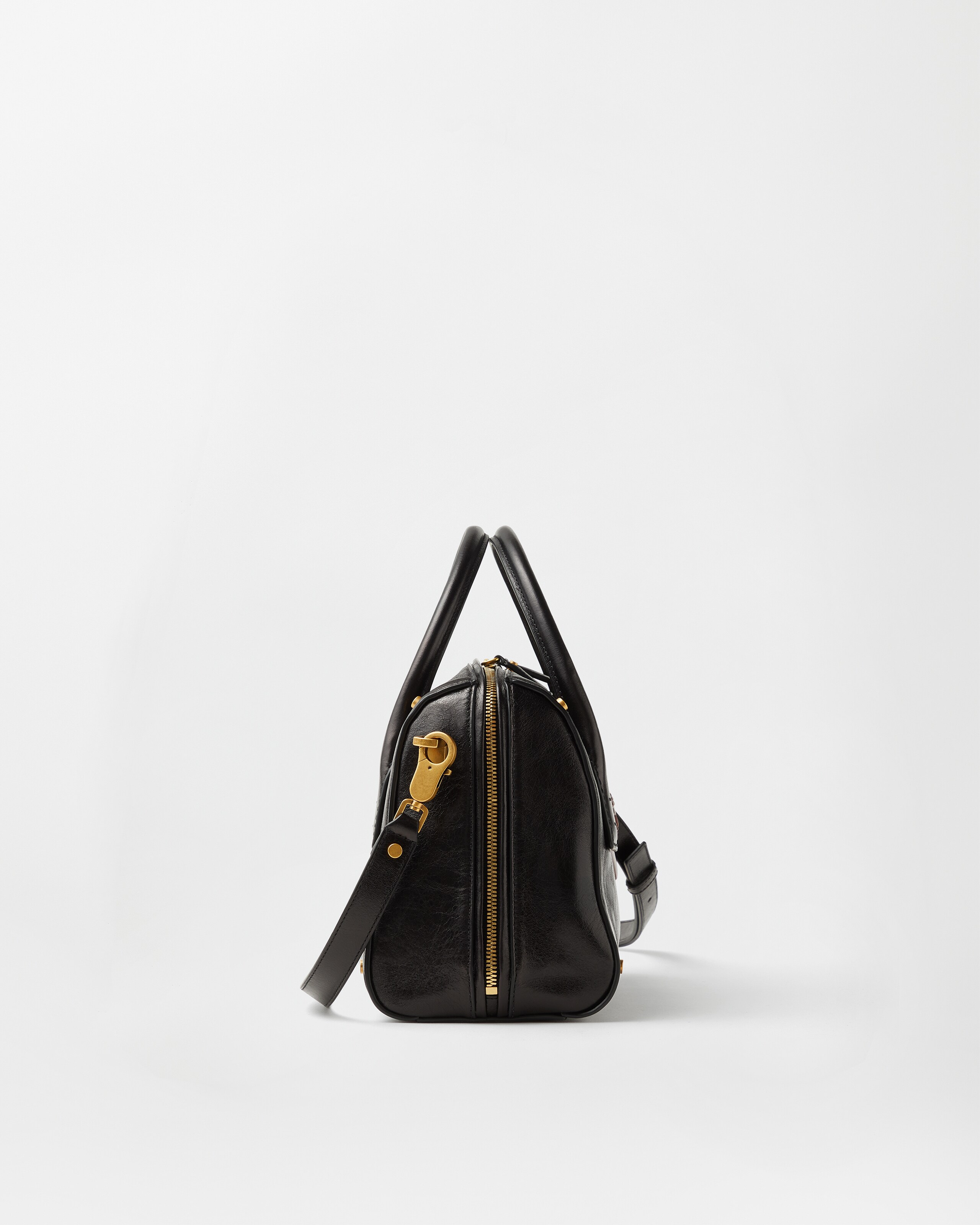ルーミー レザー ボストン バッグ ブラック,ブラウン | VERSACE JP