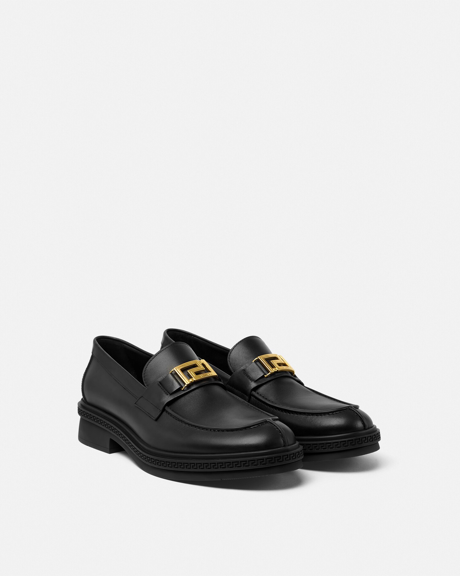 グレカ レザー ローファー ブラック,ゴールド | VERSACE JP