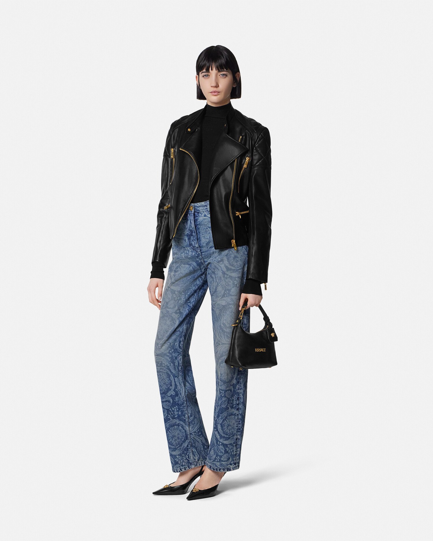 gianni versace レザー　ジャケット レザー バイカー ジャケット | VERSACE JP