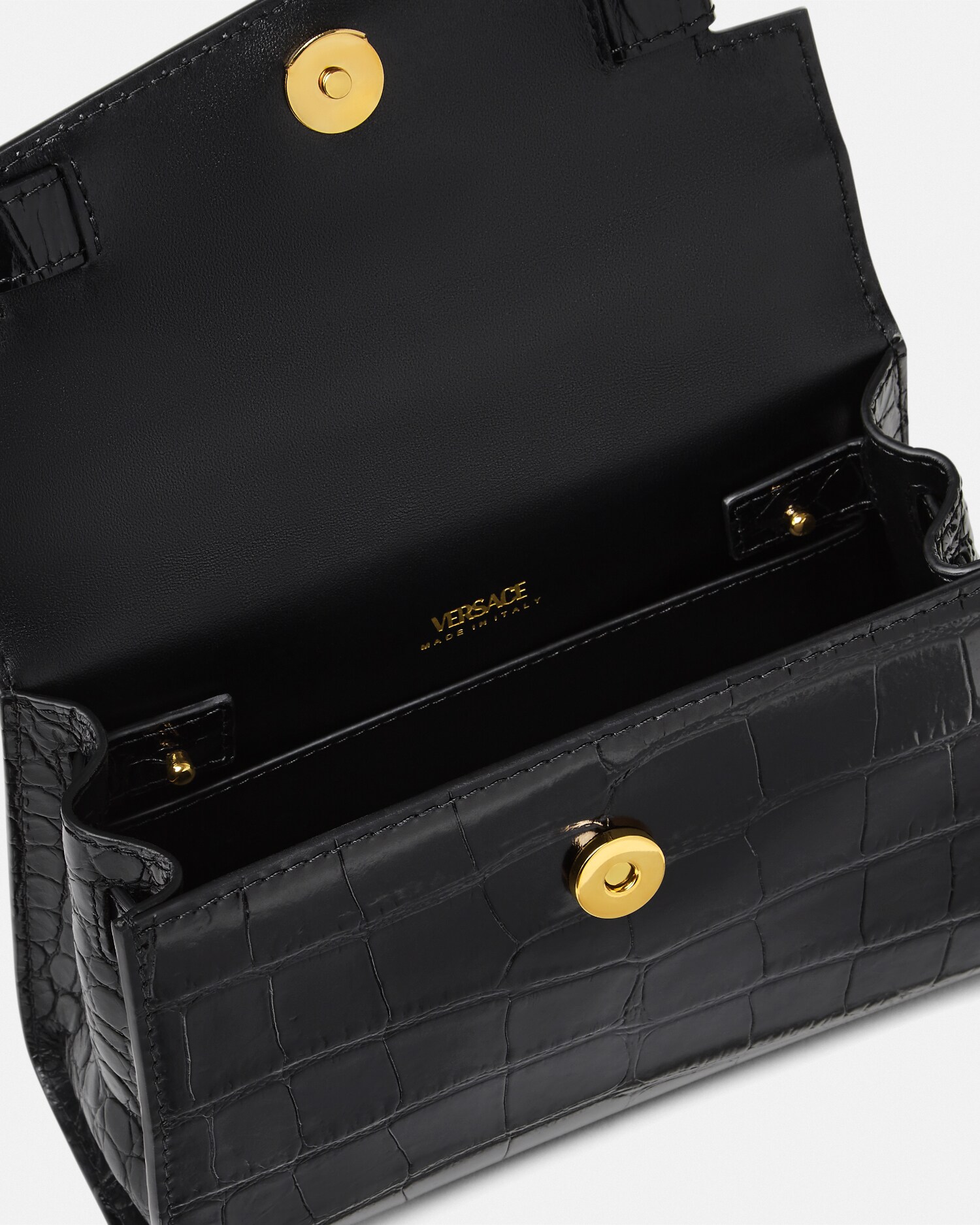 希少 極美品 ヴェルサーチ がま口 クロコ ハンドバッグ メデューサ 本 