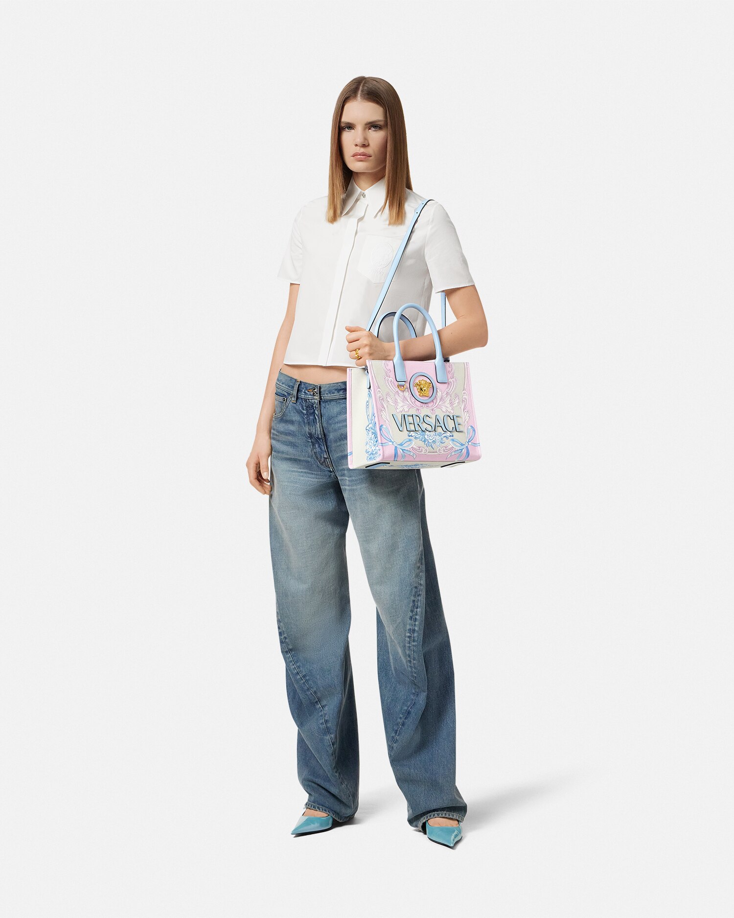 Versace ヴェルサーチェ オールオーバー トートバッグ | ブルー