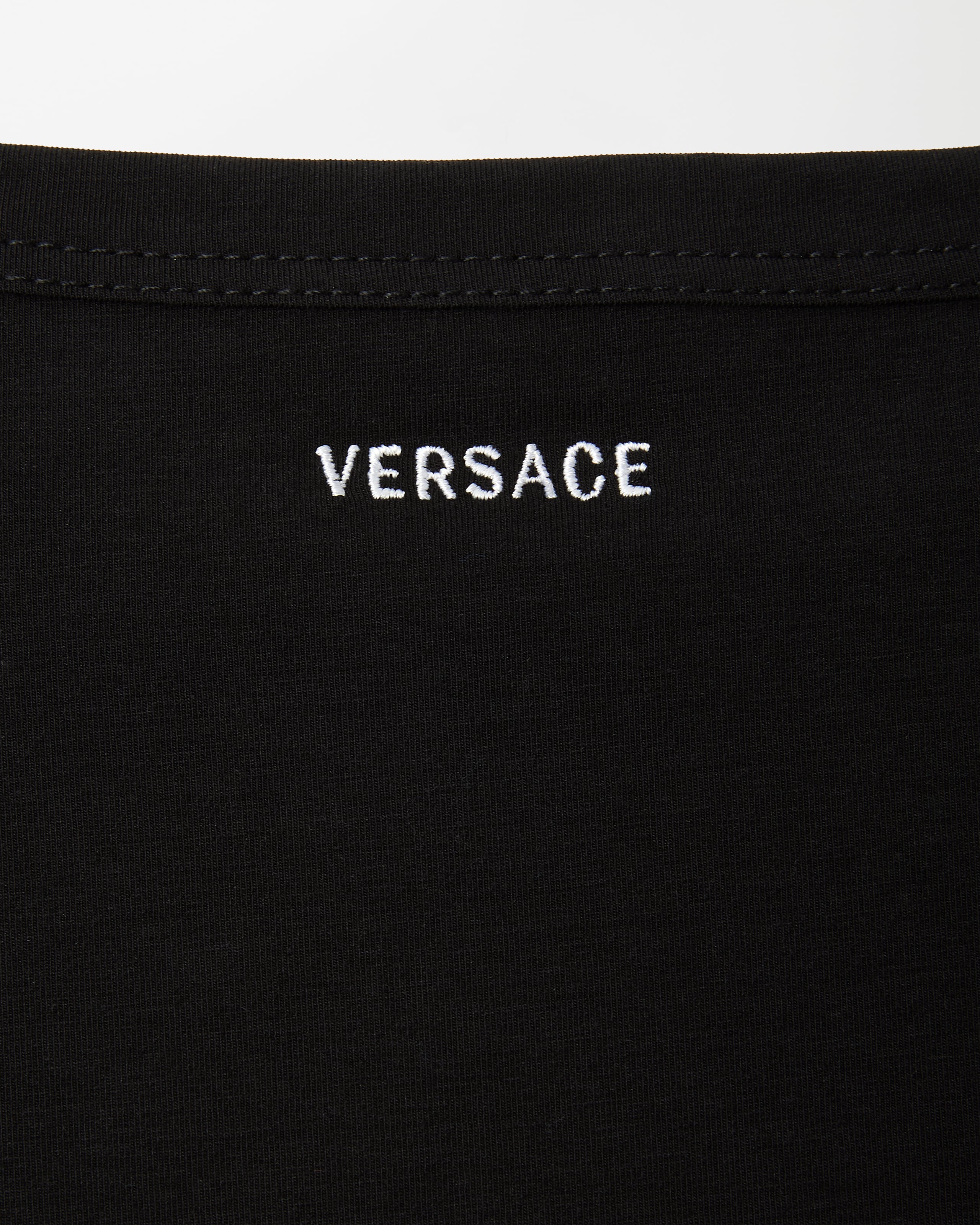 刺繍入り コットンジャージー Tシャツ ブラック | VERSACE JP