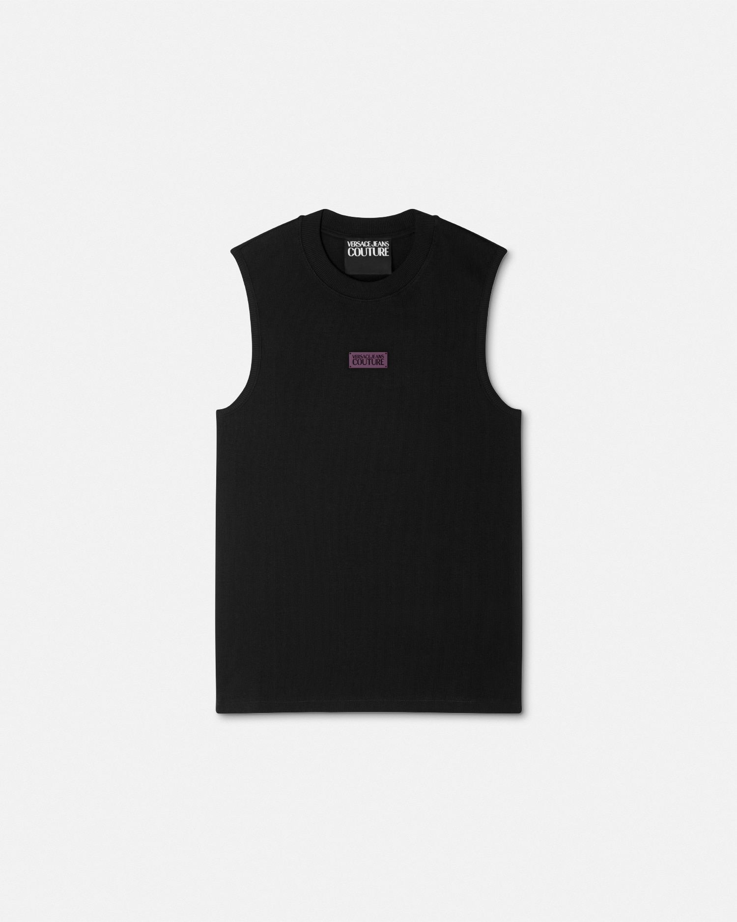 VERSACE JEANS COUTURE  タンクトップ ロゴ リブニット タンク トップ ホワイト | VERSACE JP