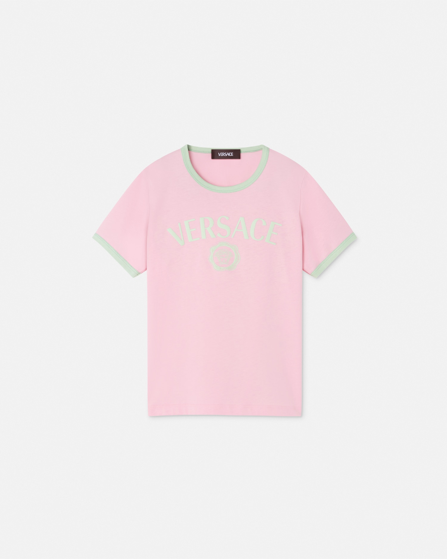 VERSACE☆キッズ ロゴ コットンブレンドドレス ピンク Embellished Versace Logo Kids Dress Pink | VERSACE US