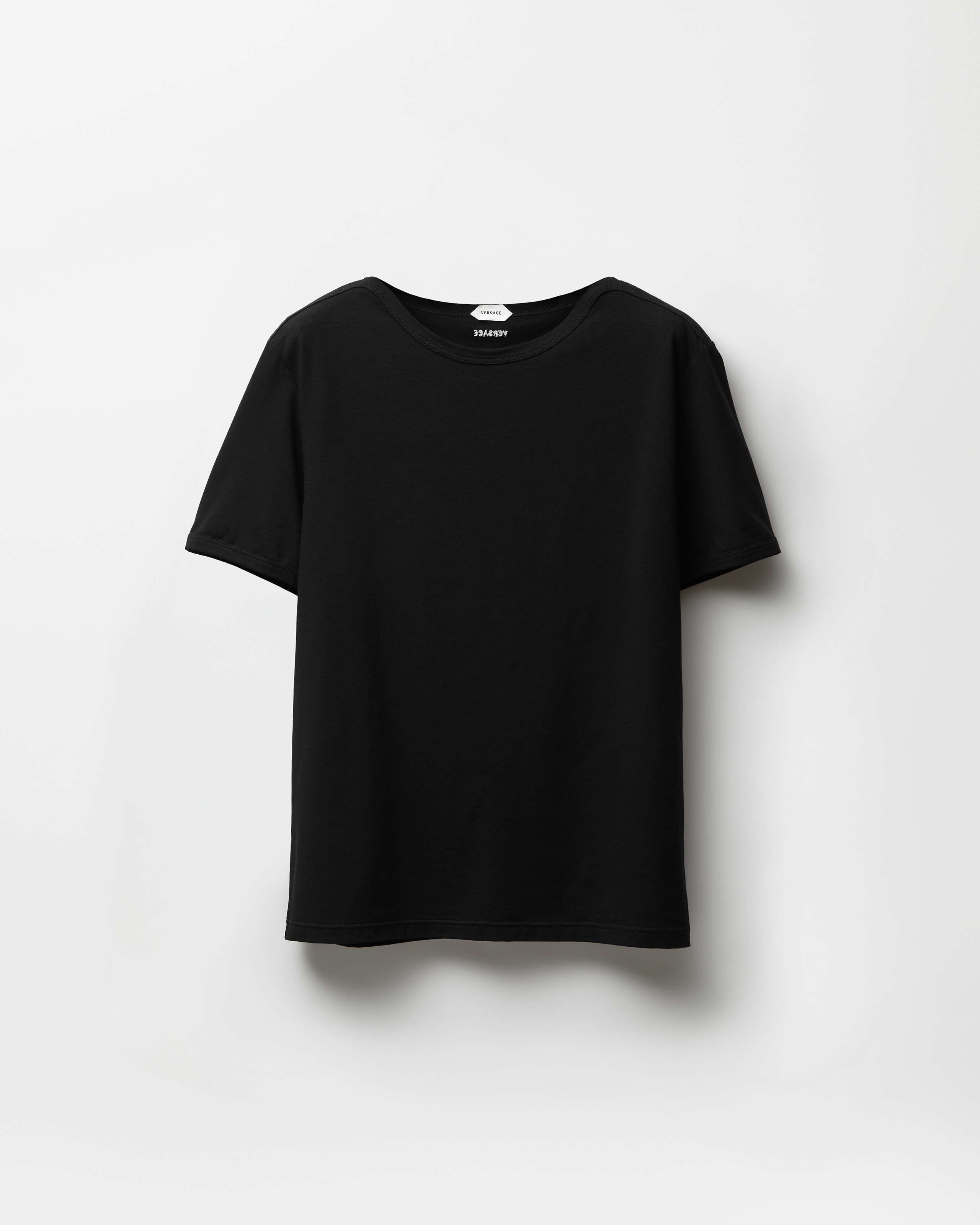 刺繍入り コットンジャージー Tシャツ ブラック | VERSACE JP