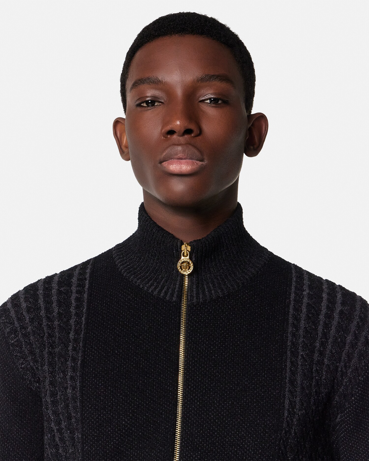 ジャカード ジッパー ニット セーター メドゥーサ グレー | VERSACE JP