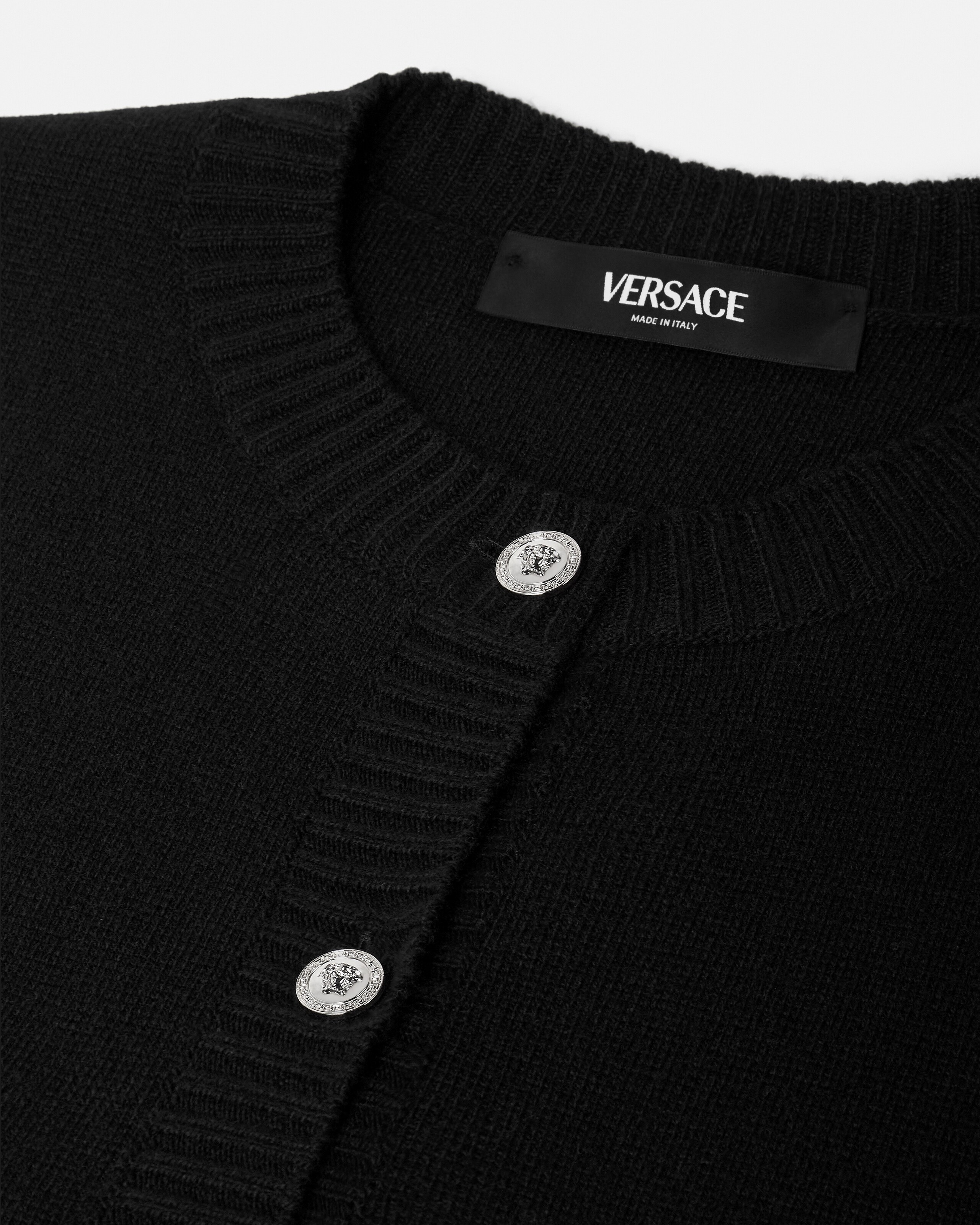 ウール カシミヤ ニット シャツ ドレス ブラック | VERSACE JP
