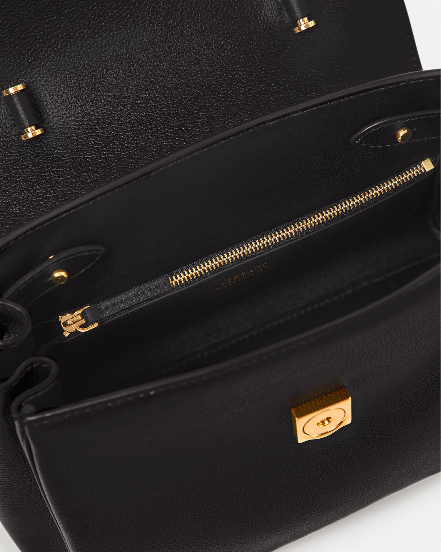 ラ メドゥーサ レザー トップハンドル ブラック | VERSACE JP