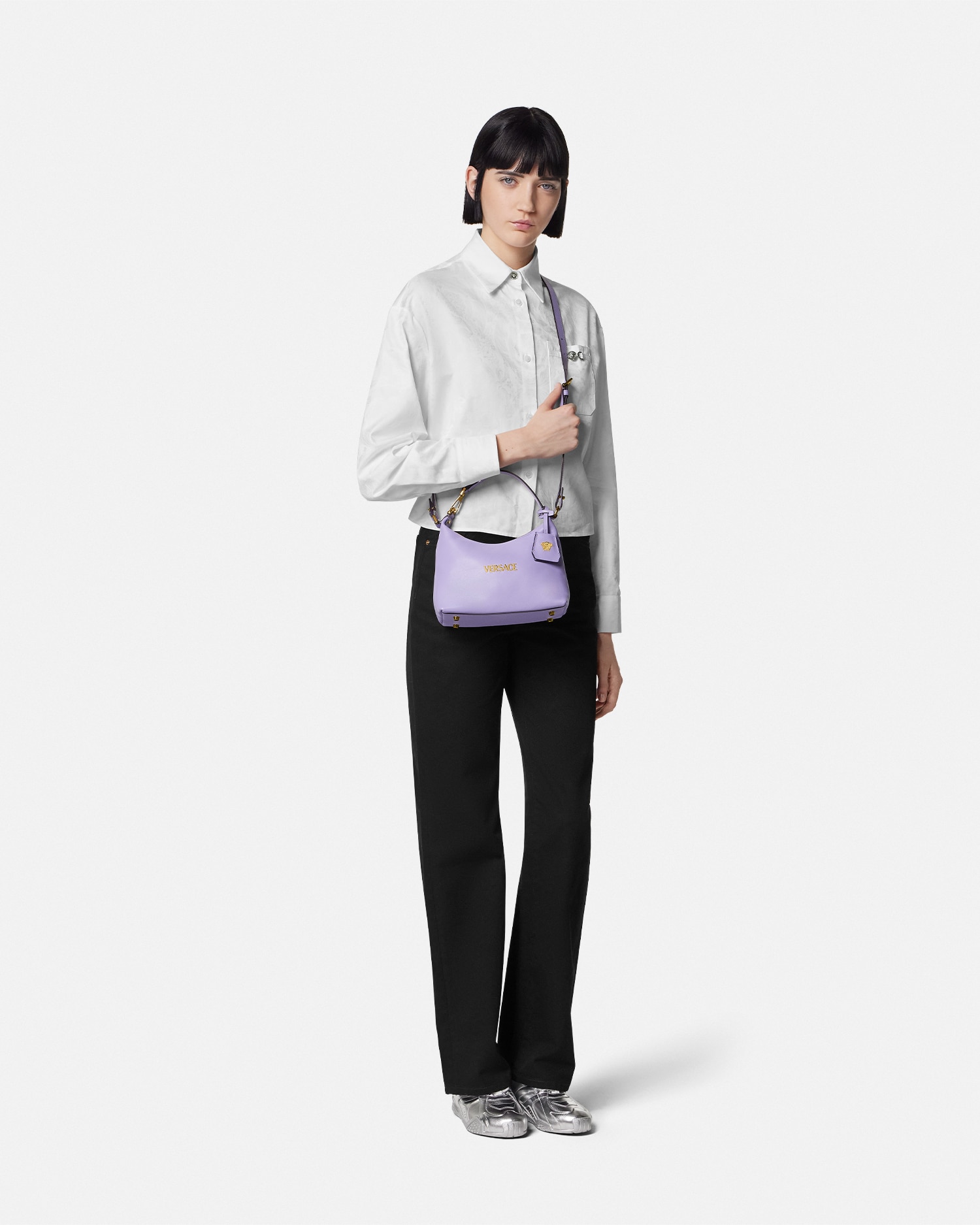 【Versace】 タグ レザー ホーボーバッグ ホーボー バッグ ヴェルサーチェ タグ ブラウン | VERSACE JP
