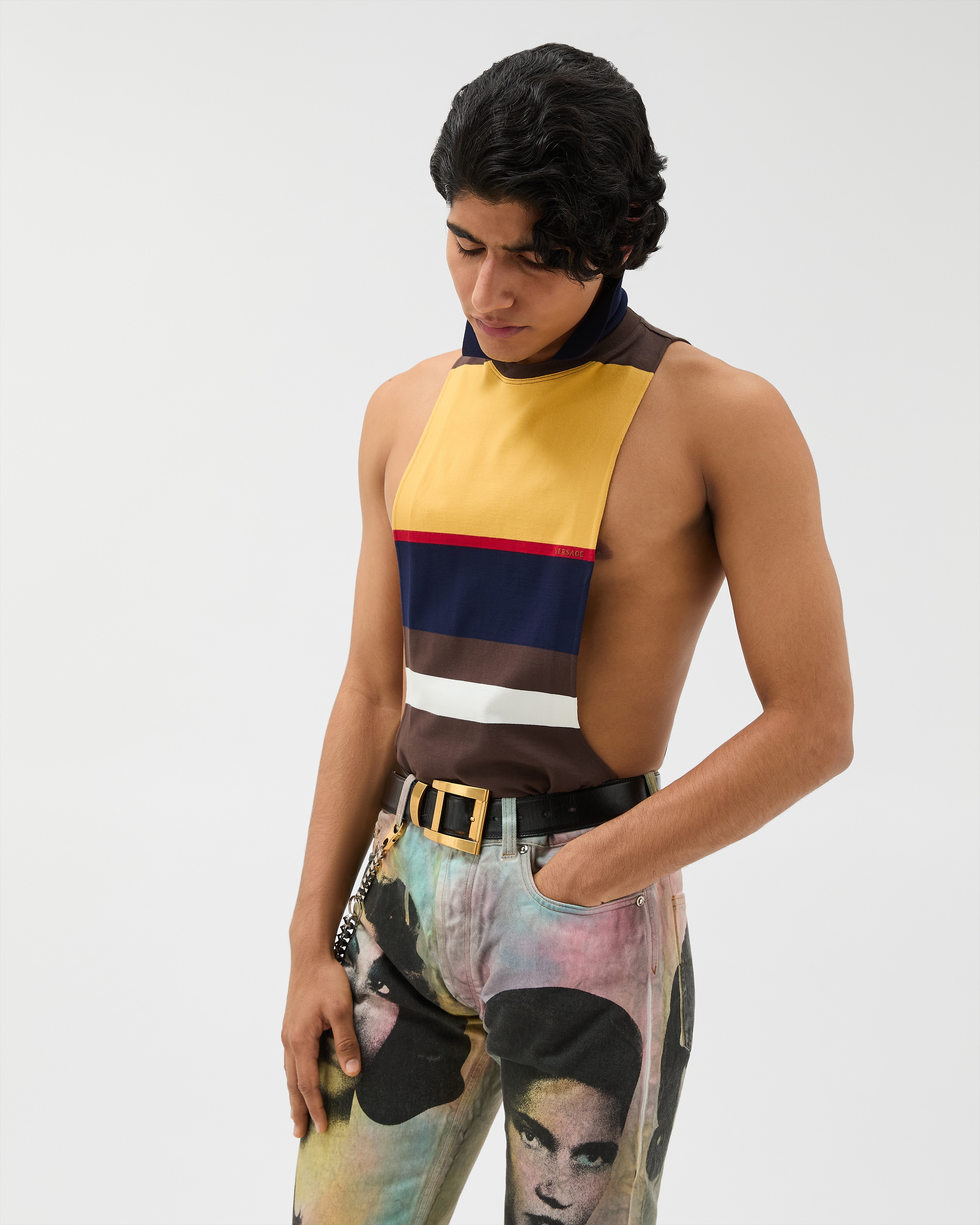 ストライプ コットンジャージー タンクトップ マルチカラー | VERSACE JP