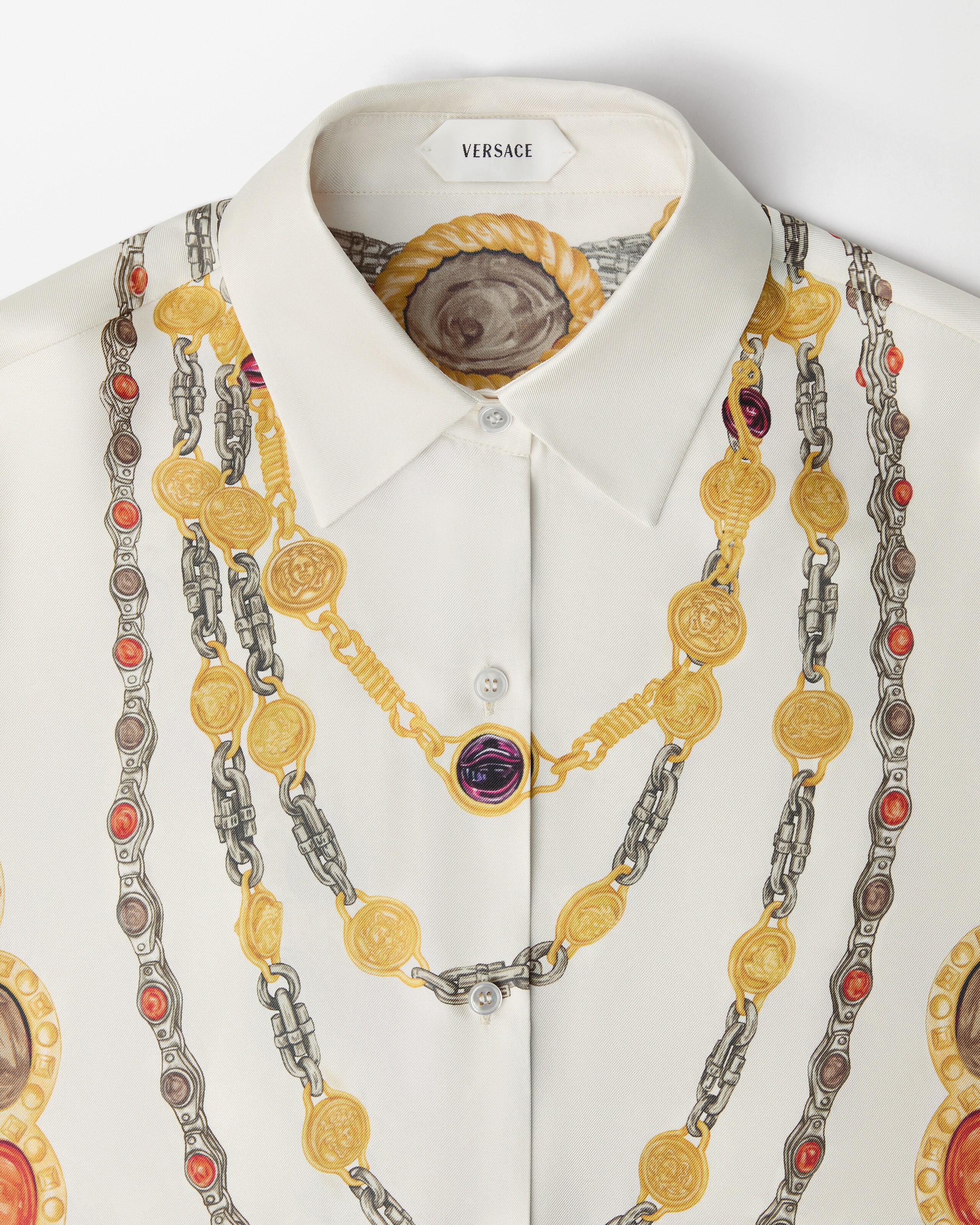 プリント シルク ツイル シャツ ホワイト,プリント | VERSACE JP