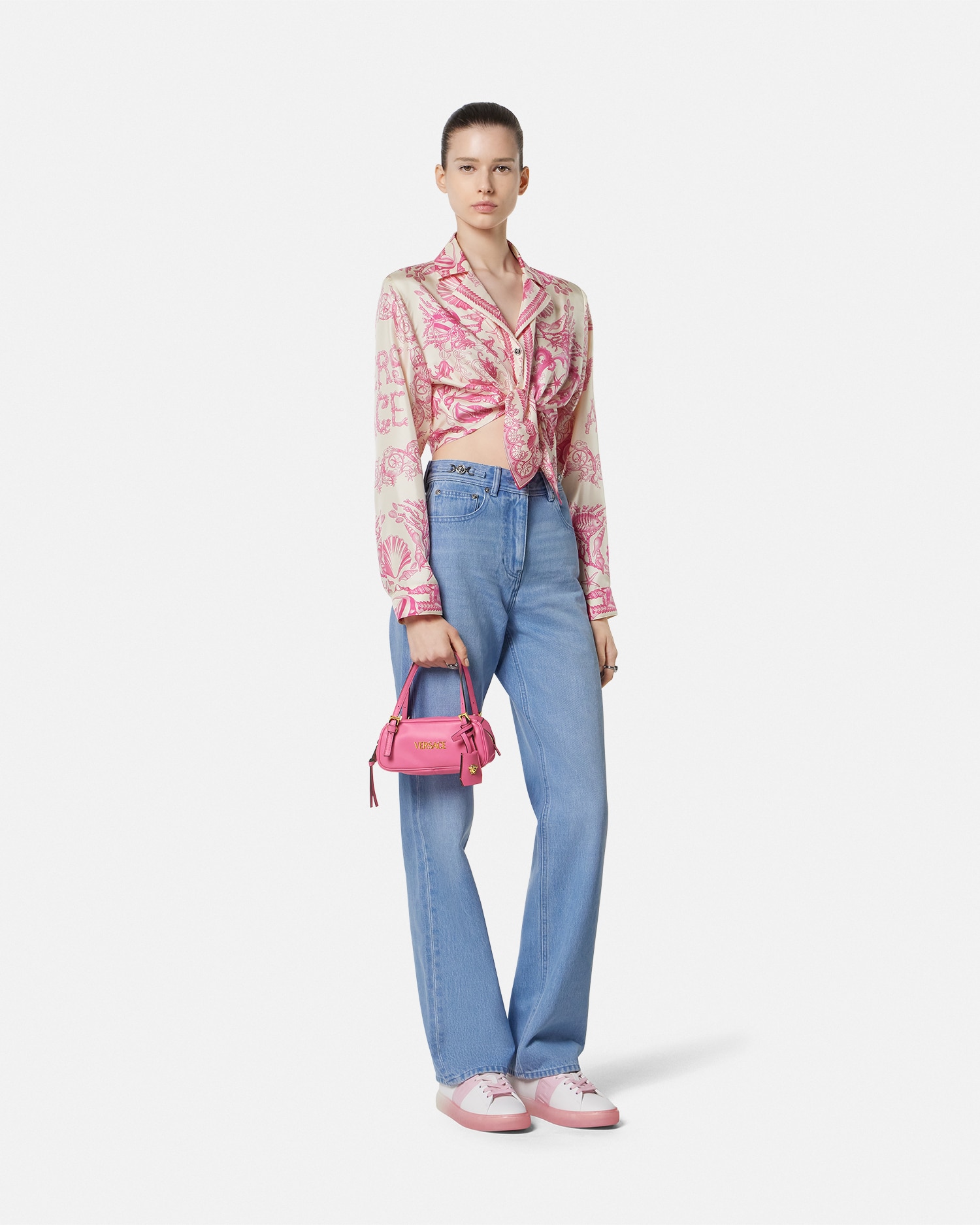 VERSACE メデューサ ミニ デニム スカート Versace メタリックレザー ミニスカート | ブルー | FARFETCH JP
