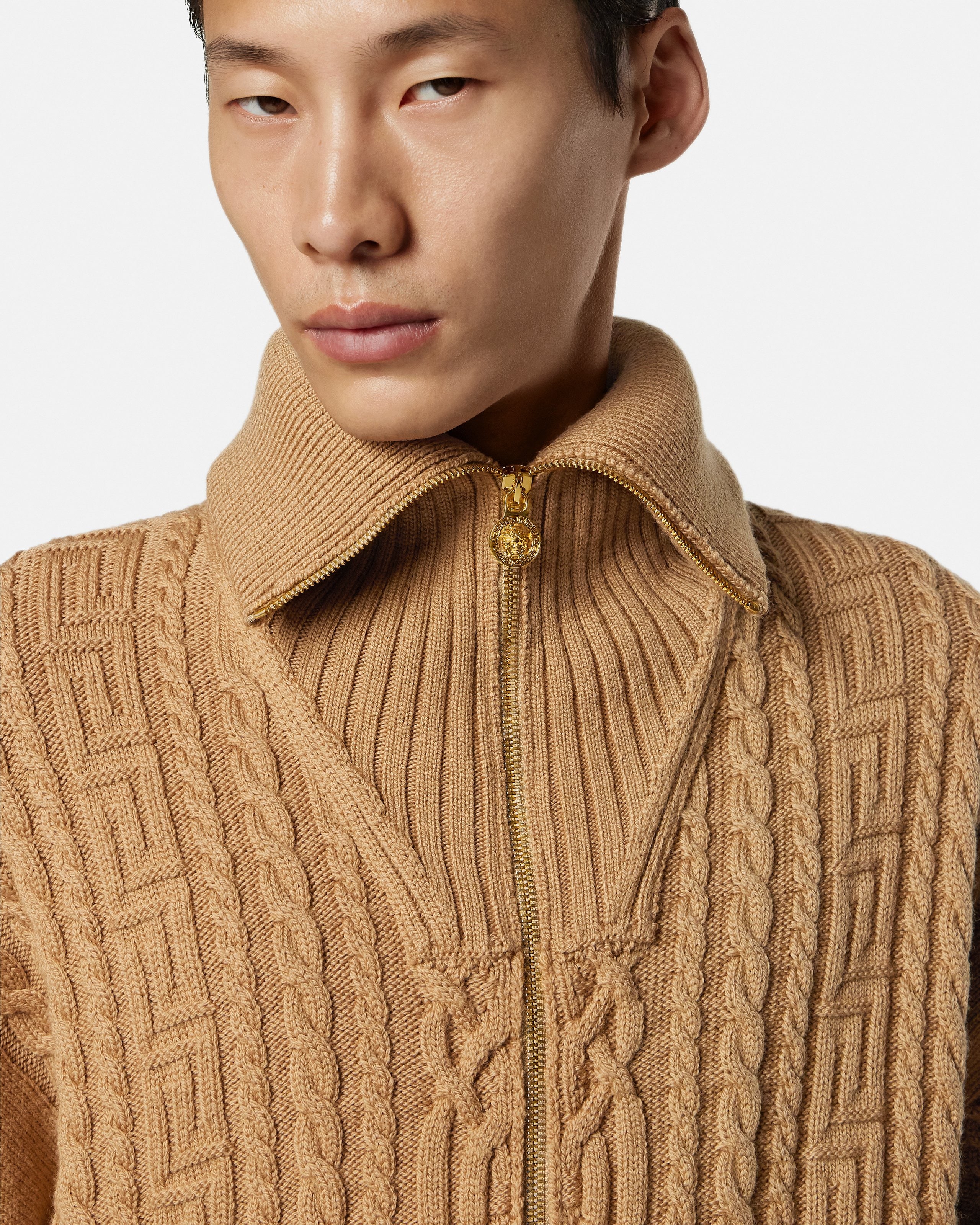 刺繍入り ウール ニット ジッパー セーター | VERSACE JP