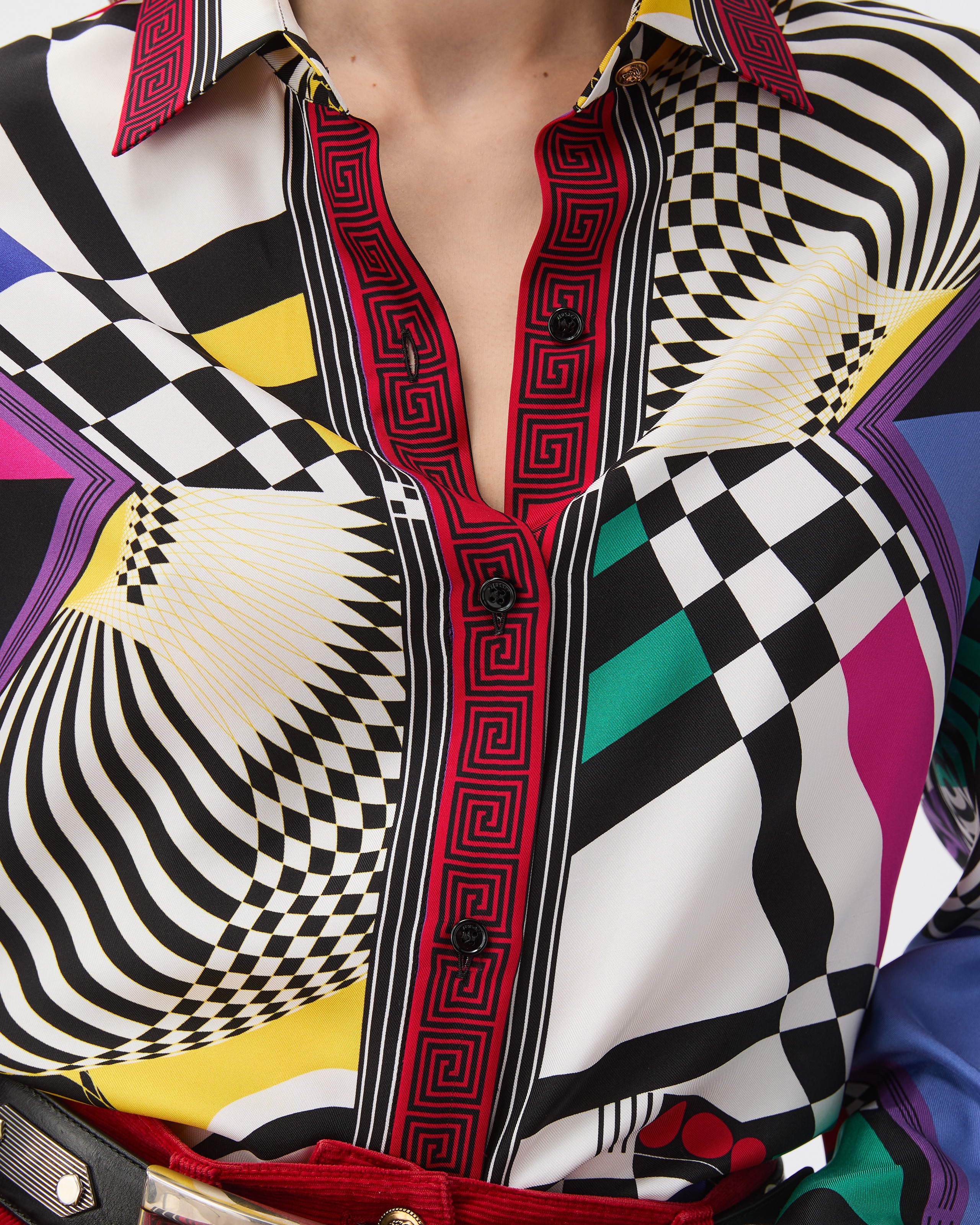 VERSACE La Greca Medusa スマイル 長袖シャツシルク プリント シルク ツイル シャツ プリント | VERSACE JP