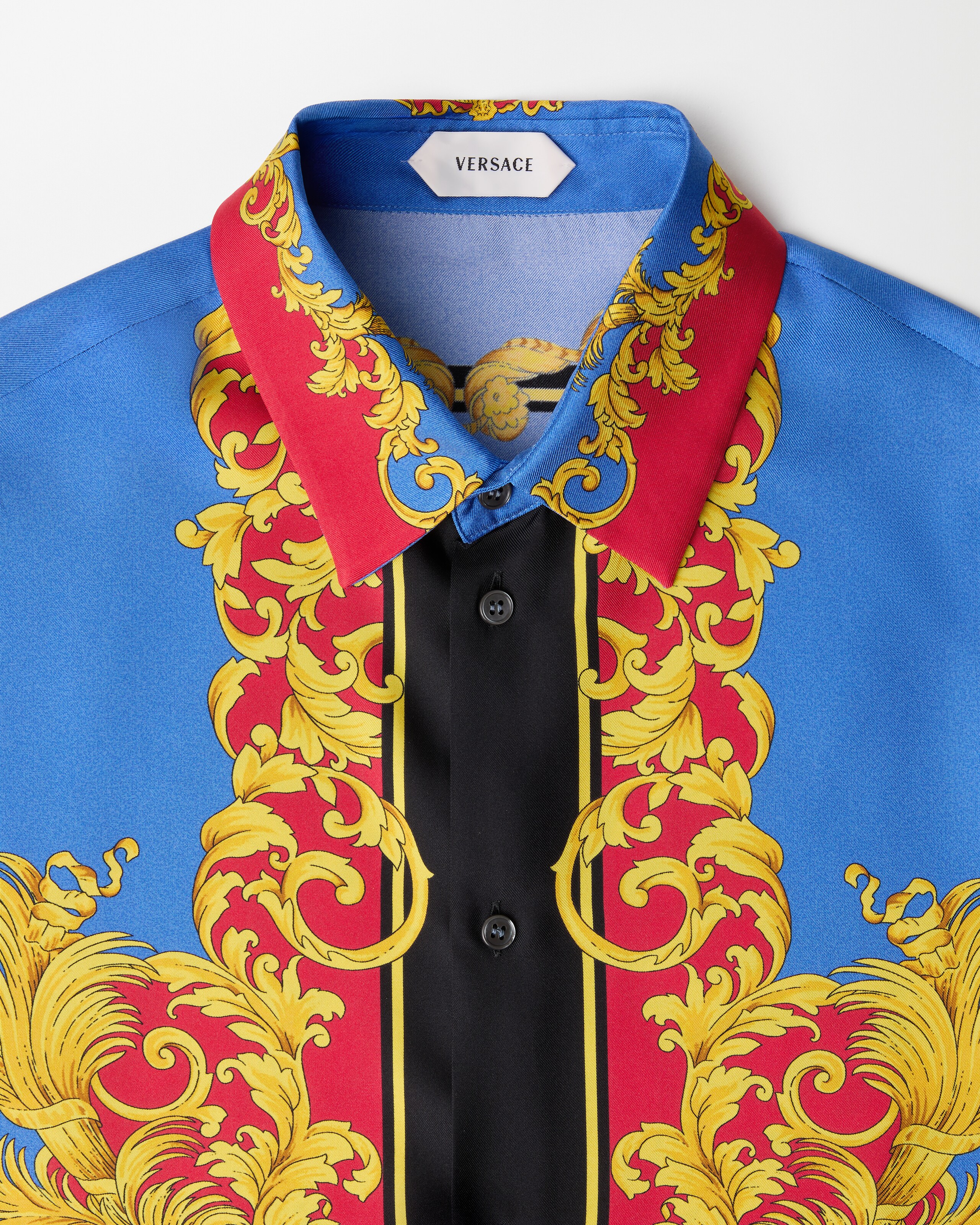 プリント シルク ツイル レギュラー シャツ ブルー,プリント | VERSACE JP