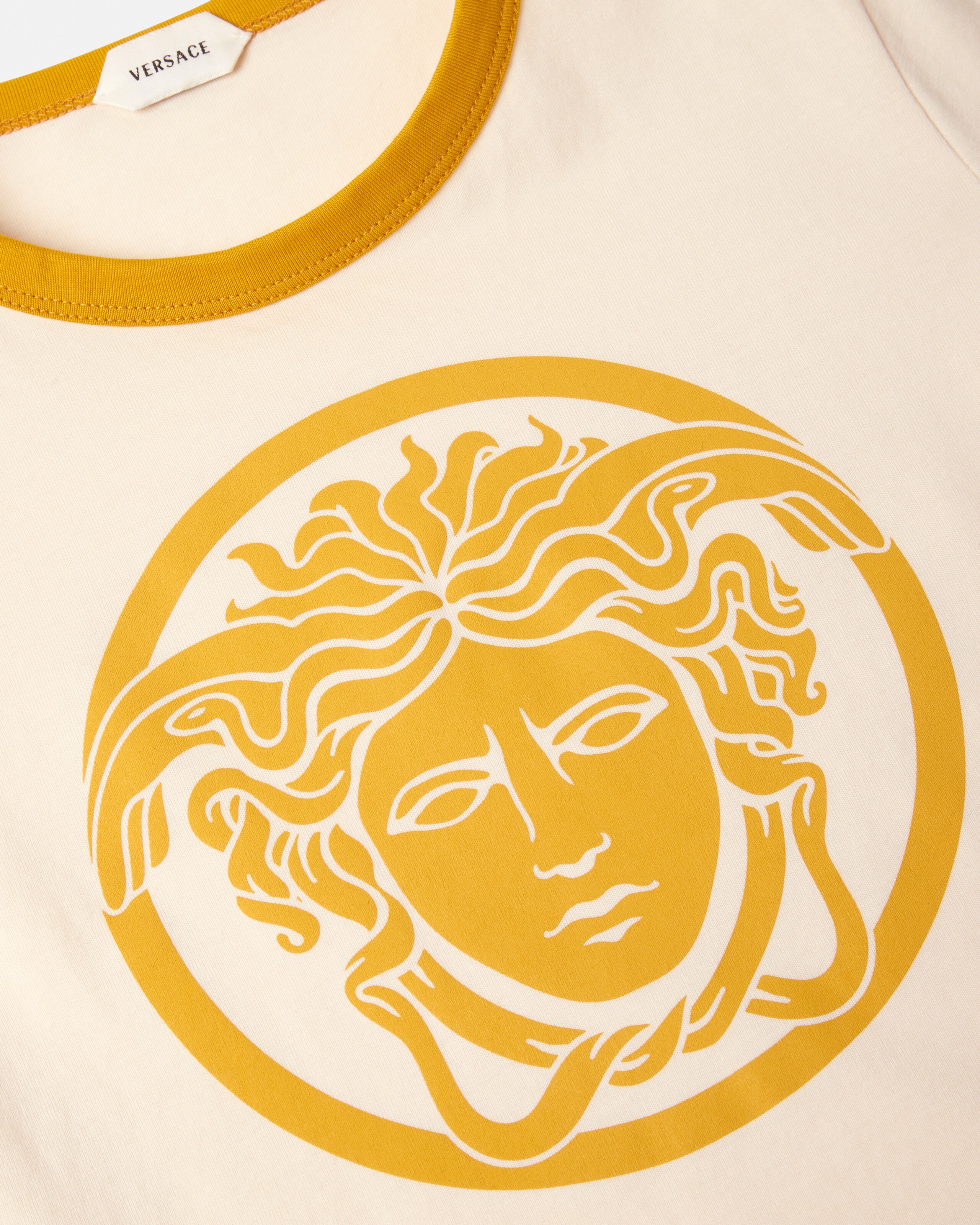 キッズプリントコットンジャージーTシャツ イエロー,ホワイト | VERSACE JP