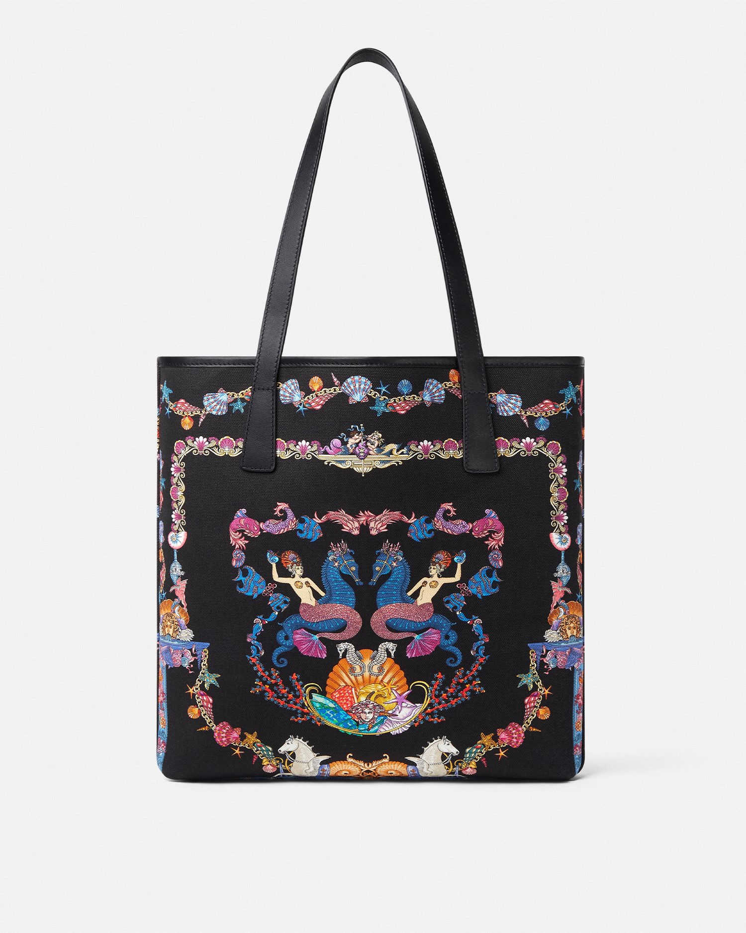 美品✨ VERSACE トートバッグ 大型 黒×金 グレカ 太陽神 ターン