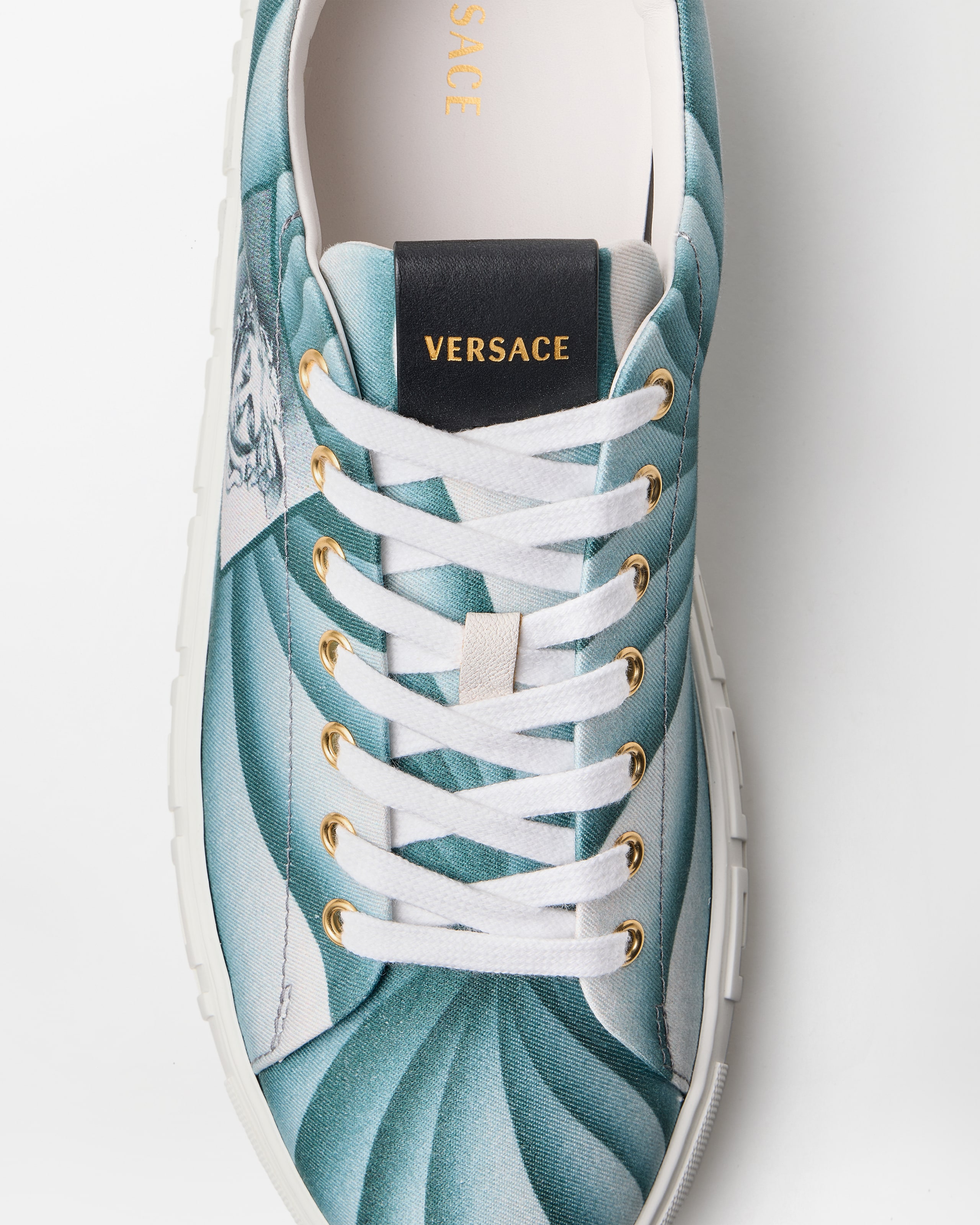 グレカ プリント キャンバス スニーカー ブルー | VERSACE JP