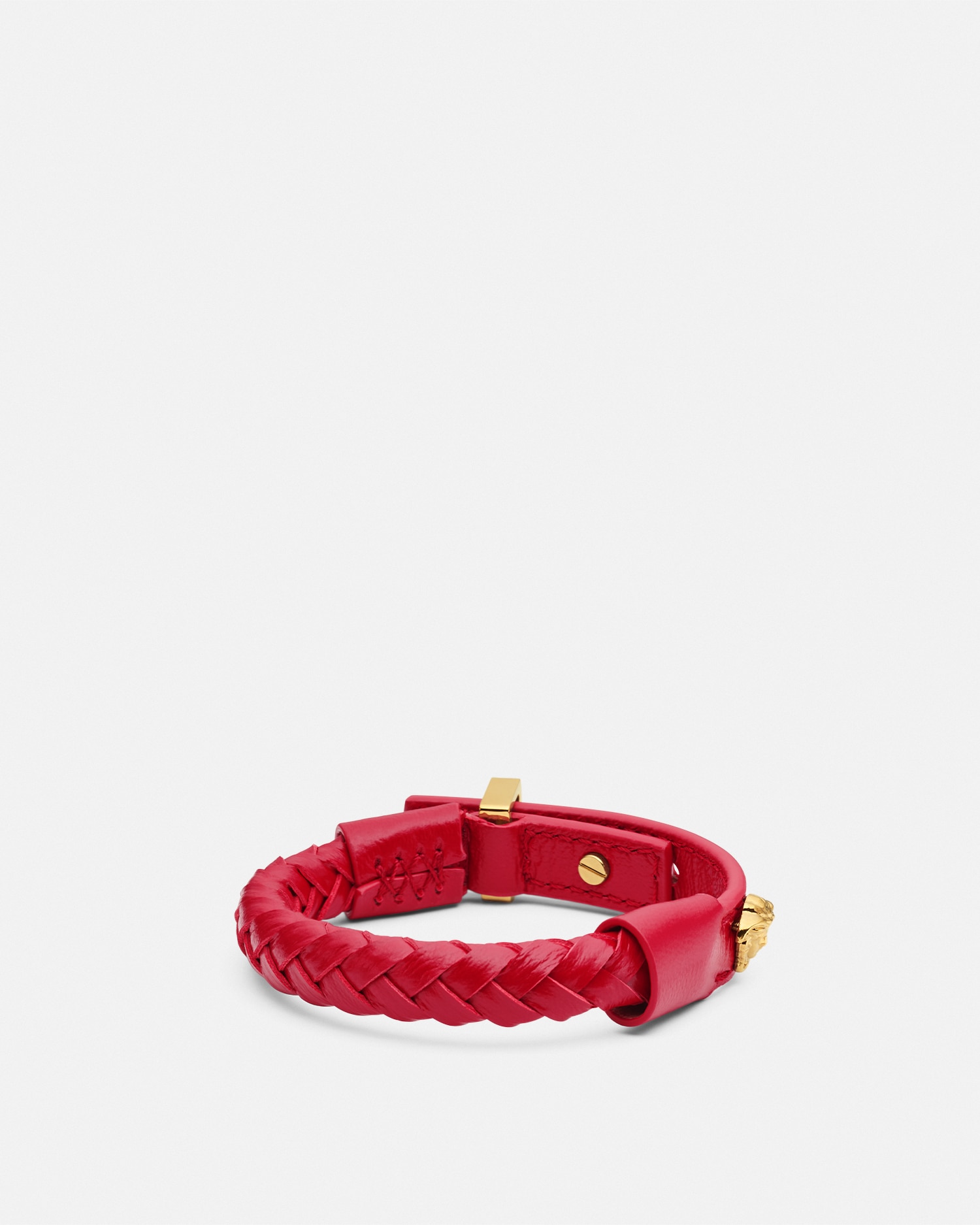 Gianni Ribbon Leather Bracelet Pink | VERSACE US