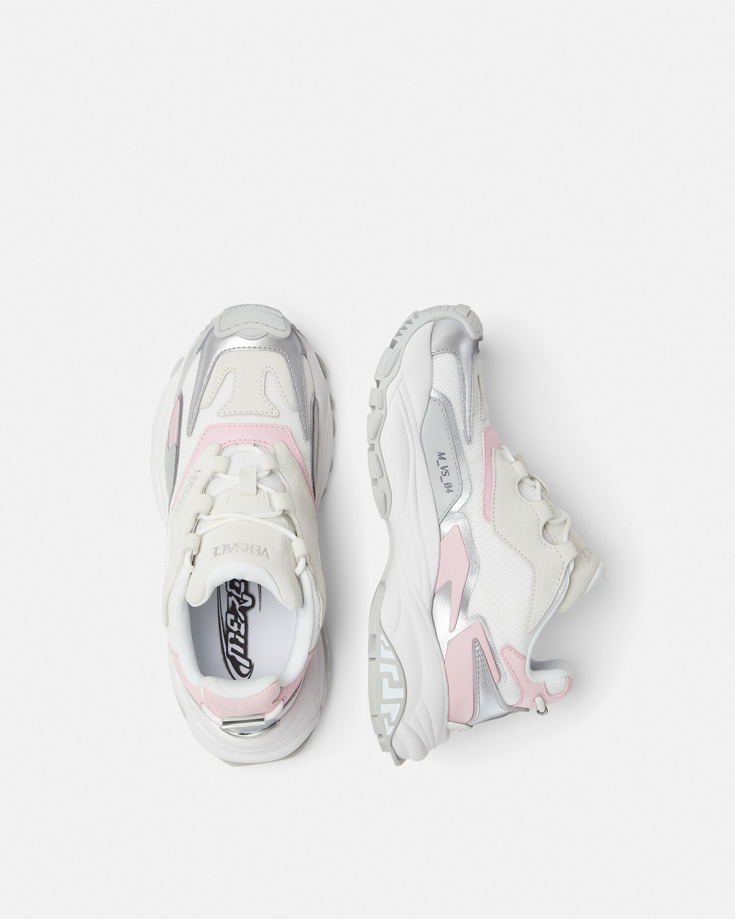 人気【VERSACE】WHITE AND PINK スニーカー Versace Pink And White Sneakers - Women | 10163651A109252PU1P