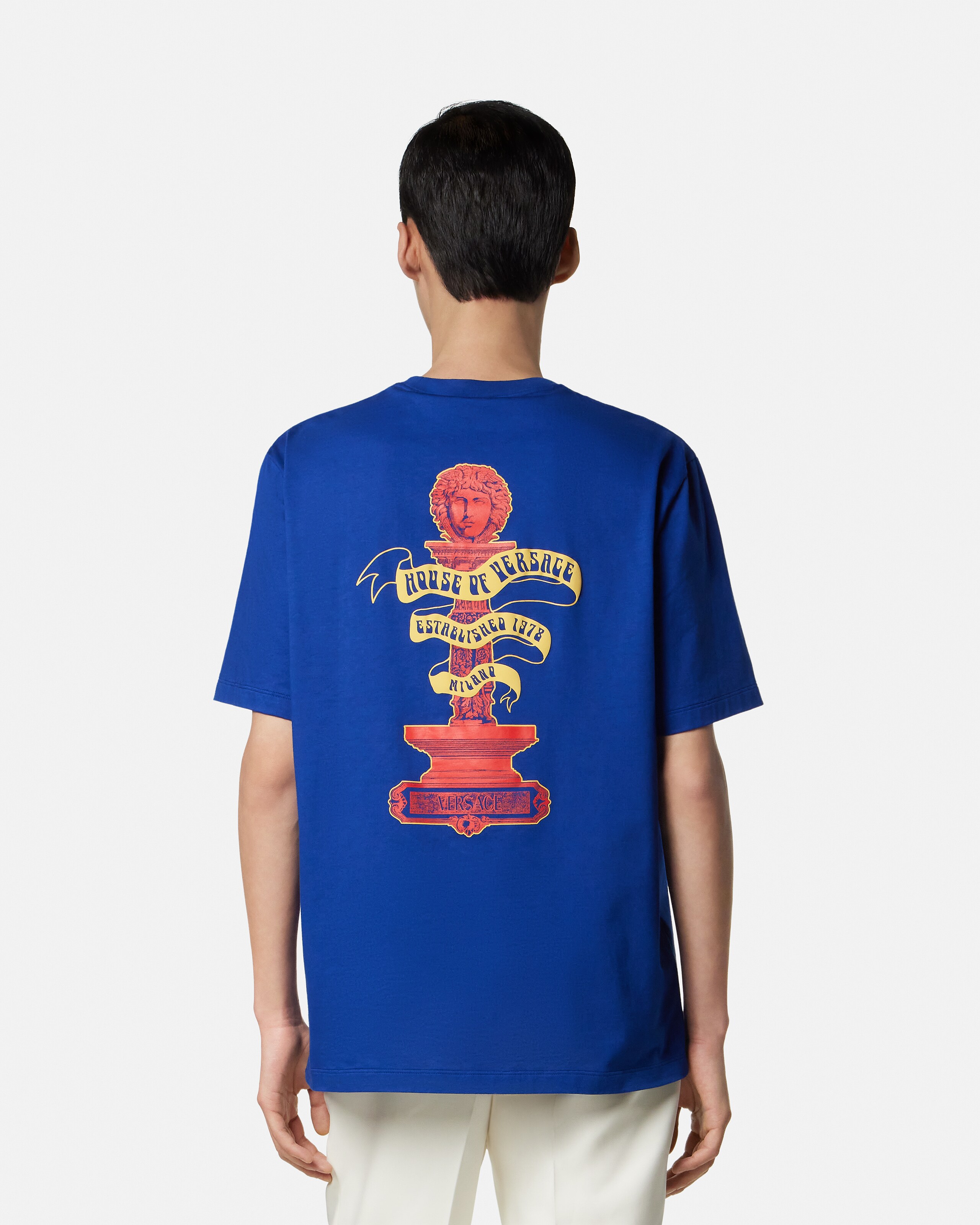プリント コットンジャージー レギュラー Tシャツ ブラック | VERSACE JP