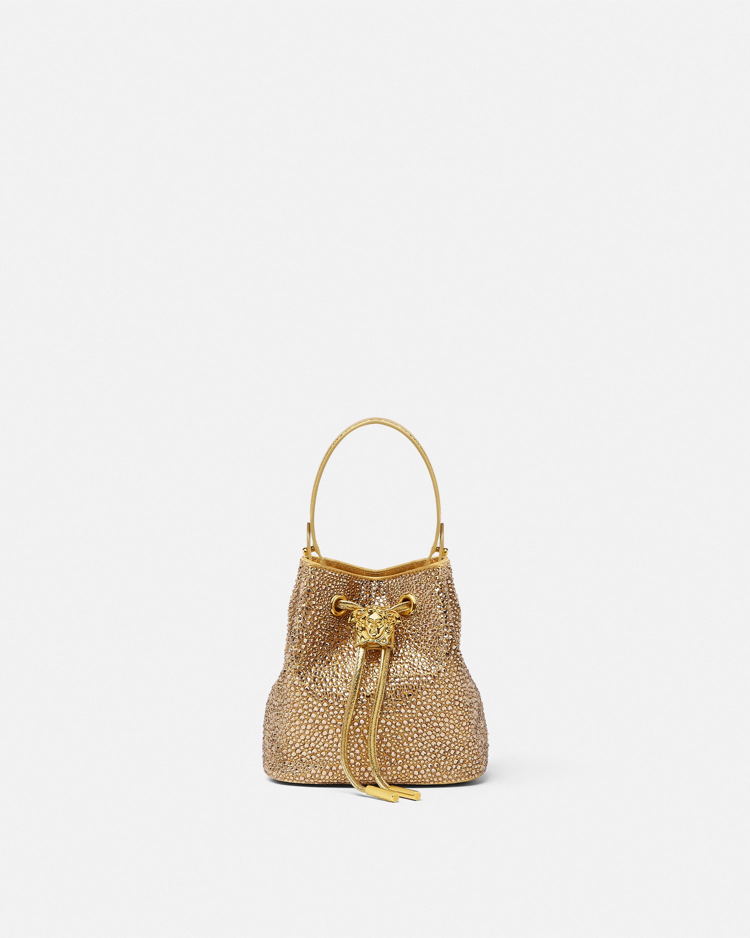 【VERSACE】ミニバケットバッグ クリスタルラメドゥーサ 2色展開 ミニ バケット バッグ クリスタル ラ メドゥーサ | VERSACE JP