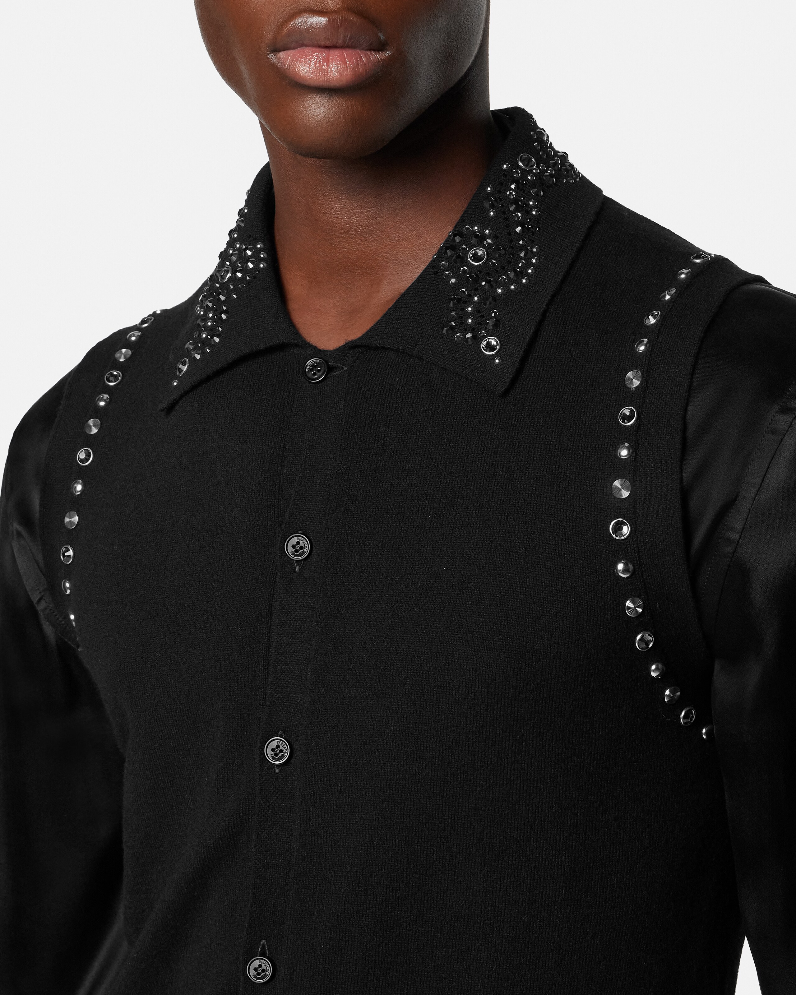 装飾入り カシミヤブレンド ニット ベスト | VERSACE JP